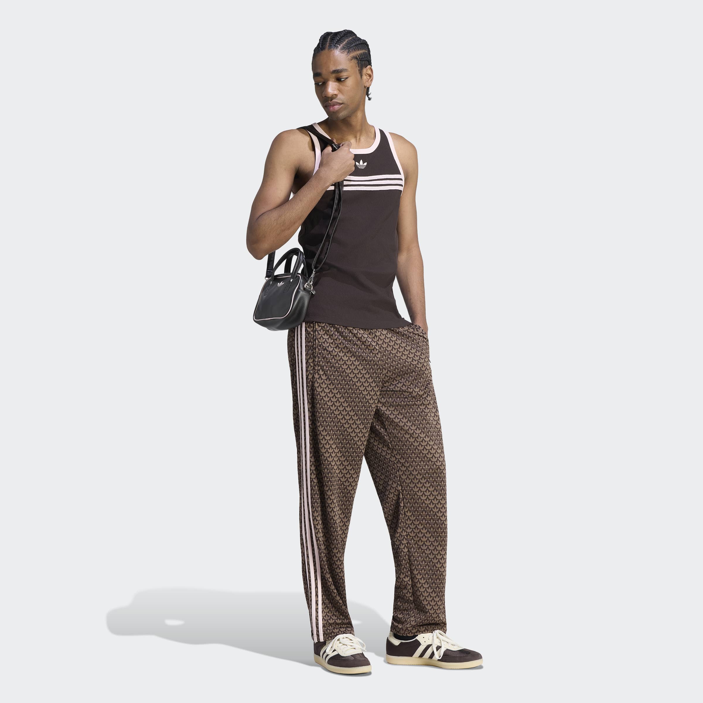 Men's adidas Originals Firebird Loose Monogram Track Pants Aurora Coffee