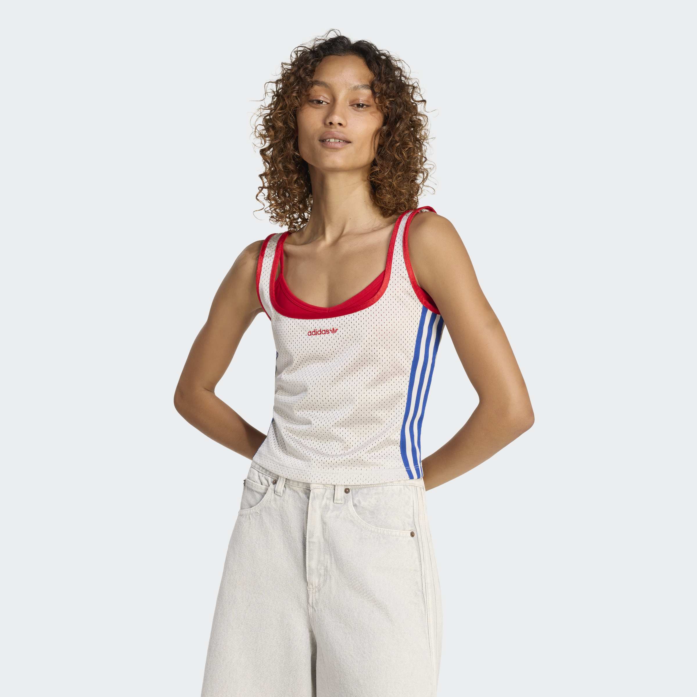 Women's adidas Originals Tank Top Red/Blue Trim