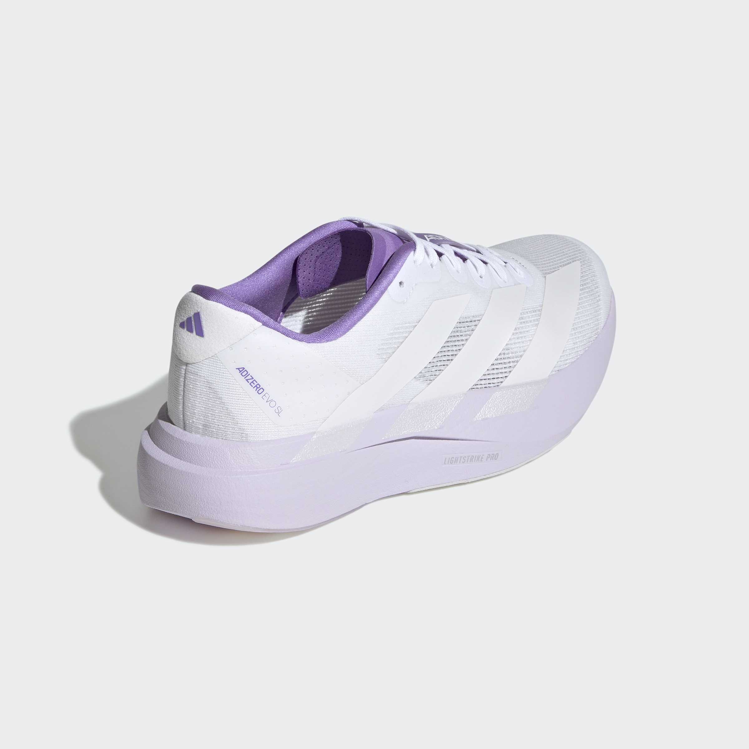 Women's adidas Running Adizero Evo SL Shoes Cloud White / Purple Tint / Zero Metallic