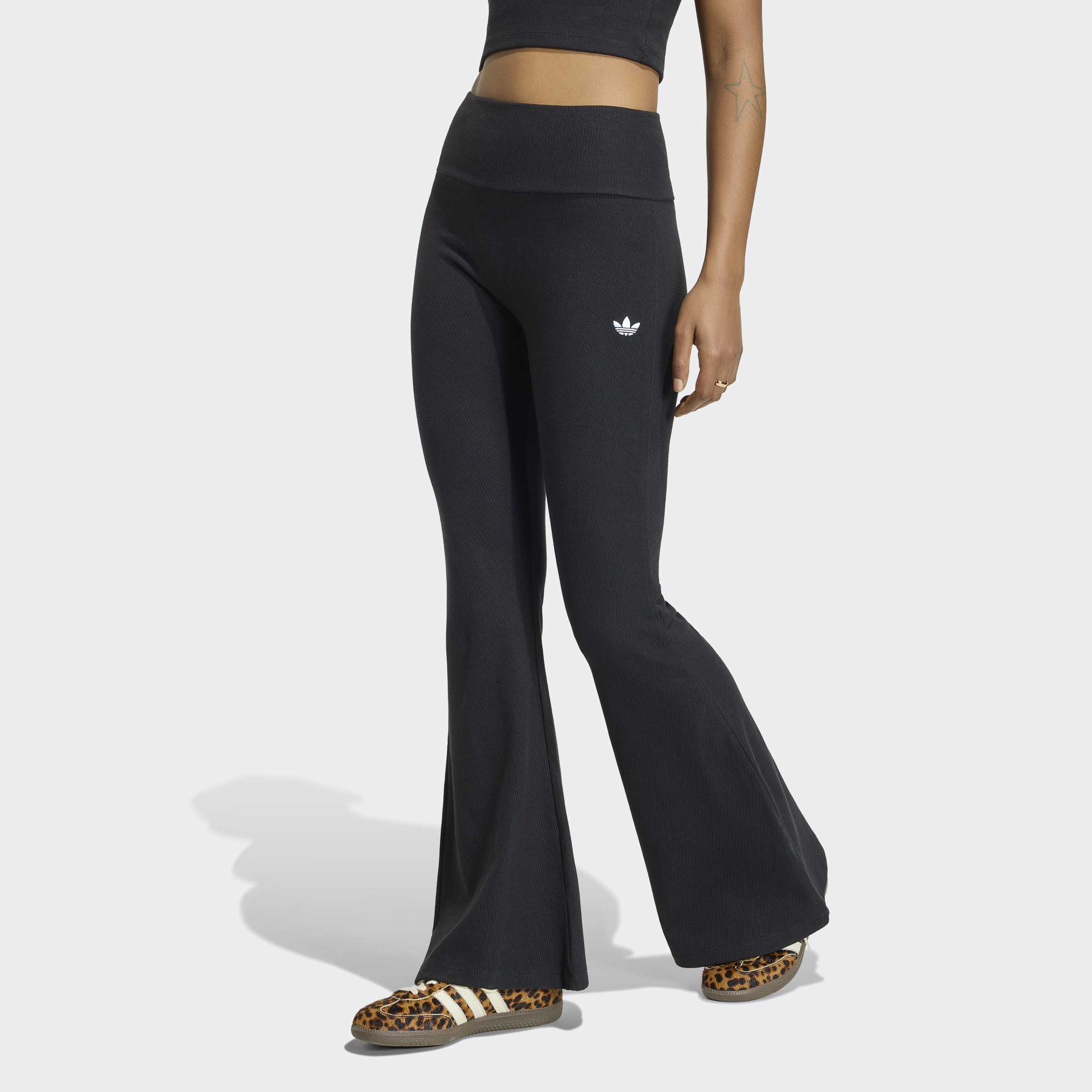 Women's adidas Originals Essentials Rib Flared Leggings Black