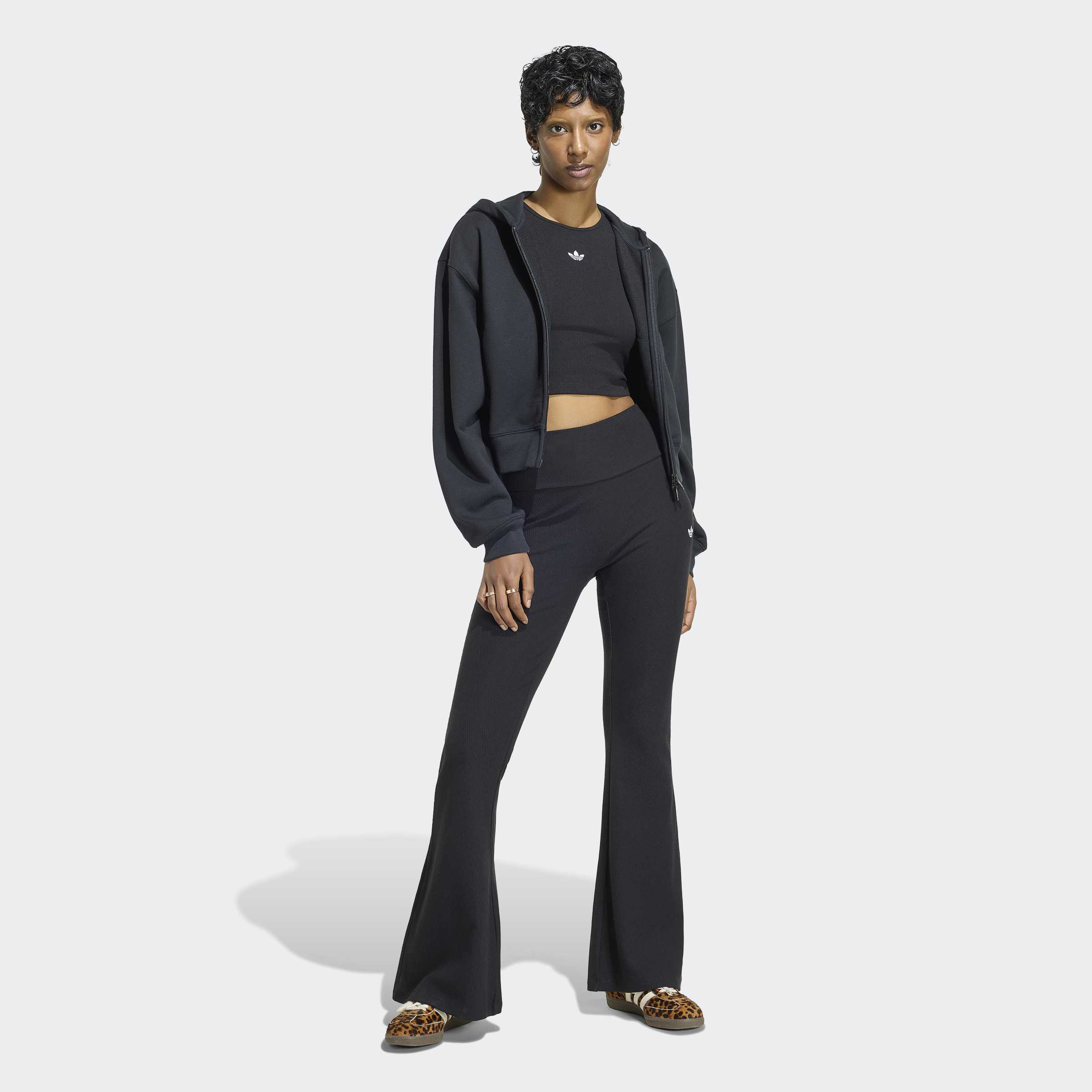 Women's adidas Originals Essentials Rib Flared Leggings Black