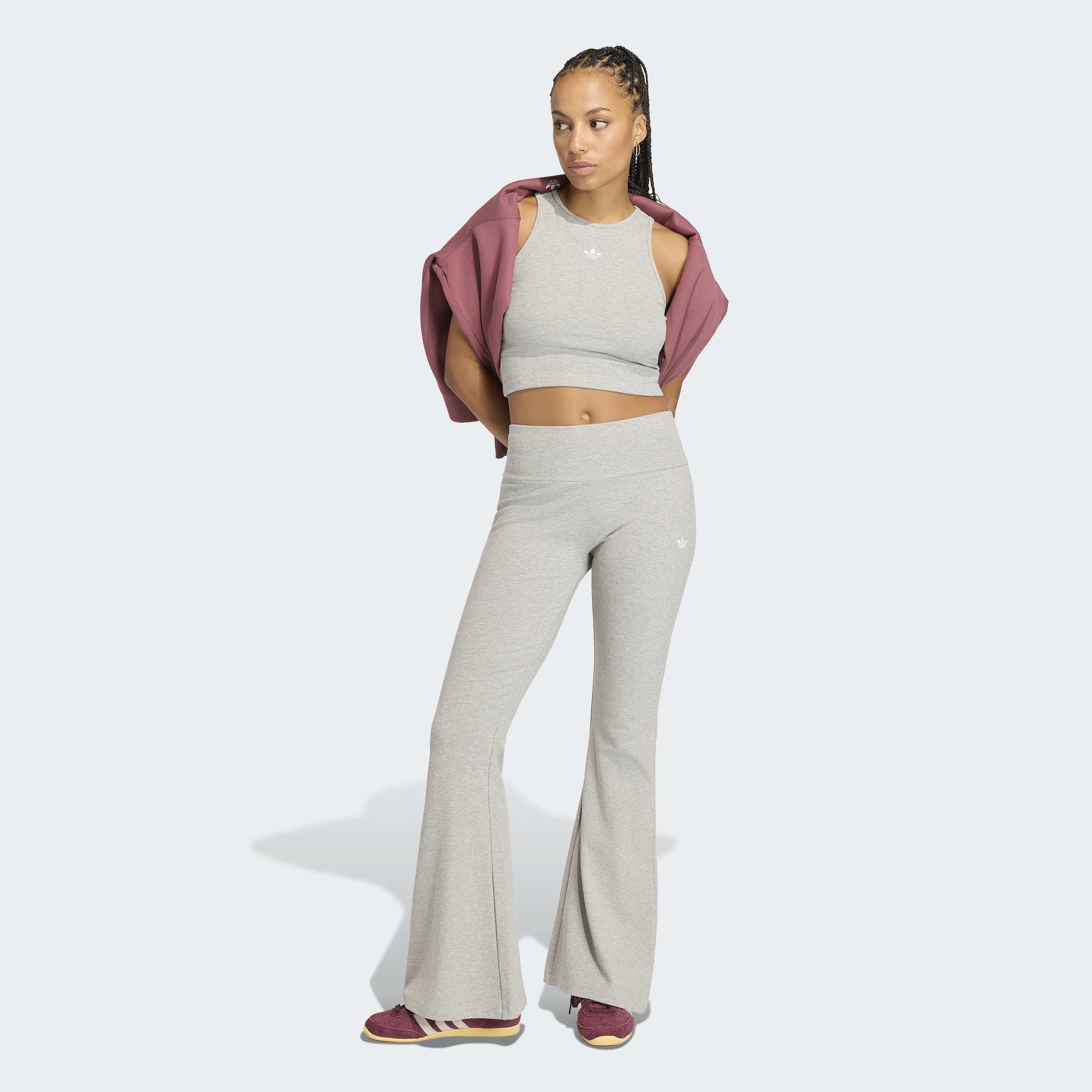 Women's adidas Originals Essentials Rib Flared Leggings Medium Grey Heather