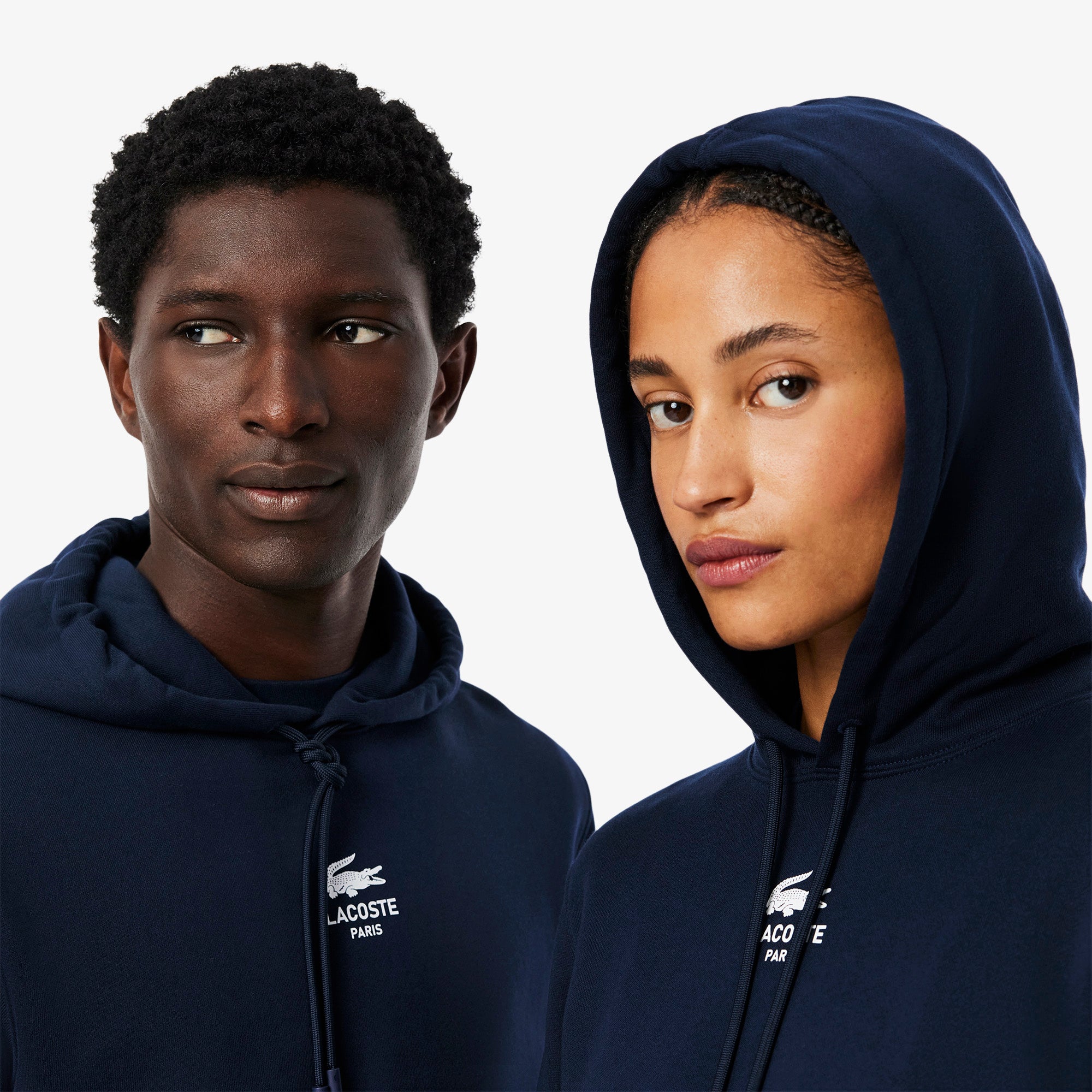 Unisex Lacoste Print Hoodie Navy Blue