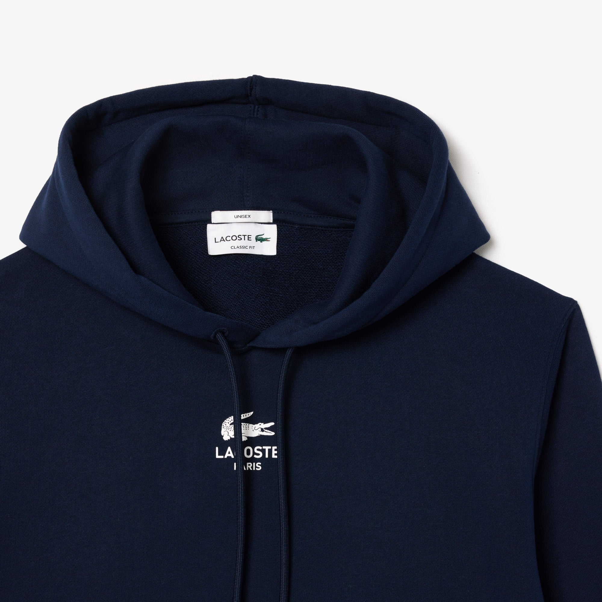 Unisex Lacoste Print Hoodie Navy Blue