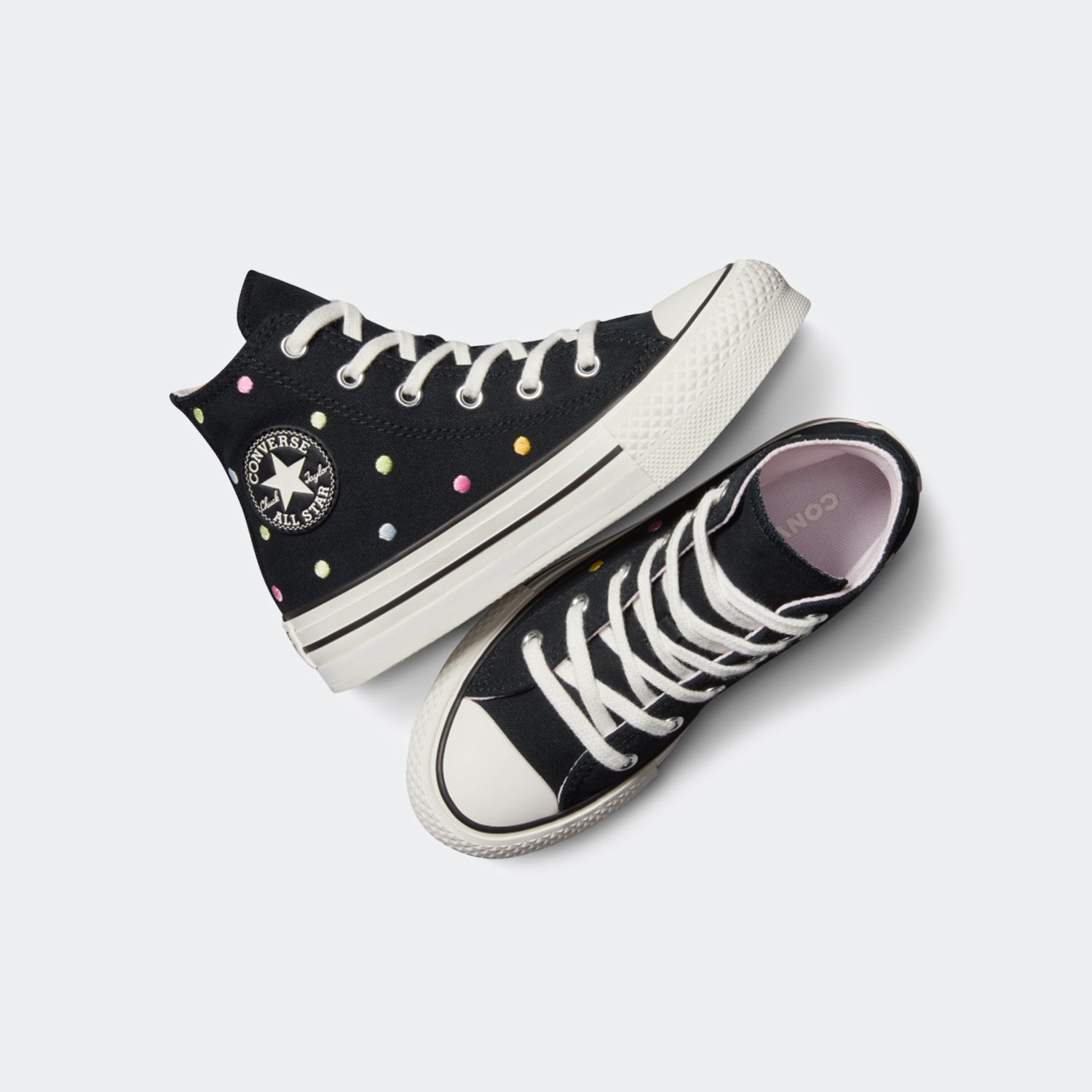 Little Kid Converse Chuck Taylor All Star Embroidered Polka Dots Platform Shoes