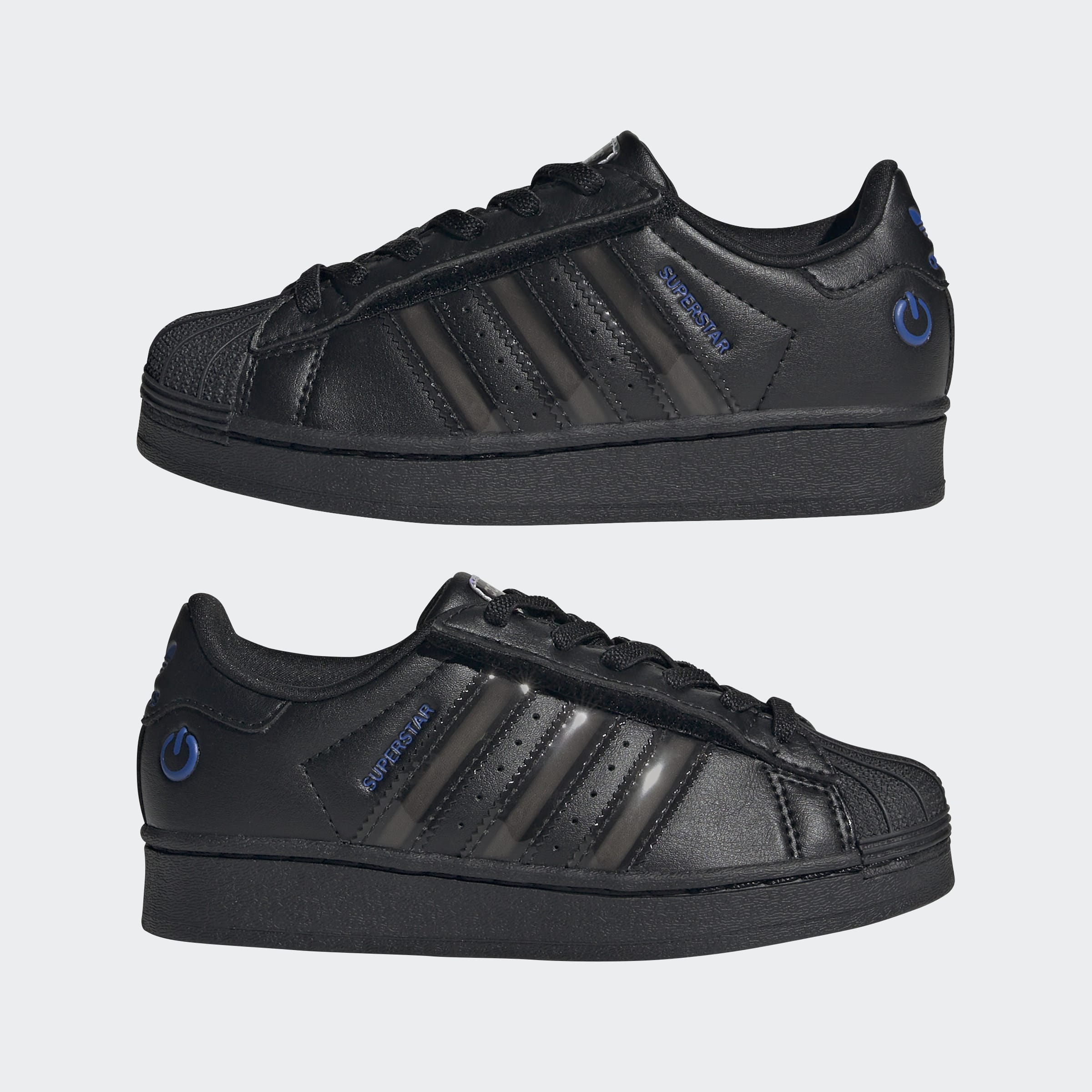 Little Kids adidas Originals Superstar LED Lights Comfort Closure Elastic Lace Shoes Black
