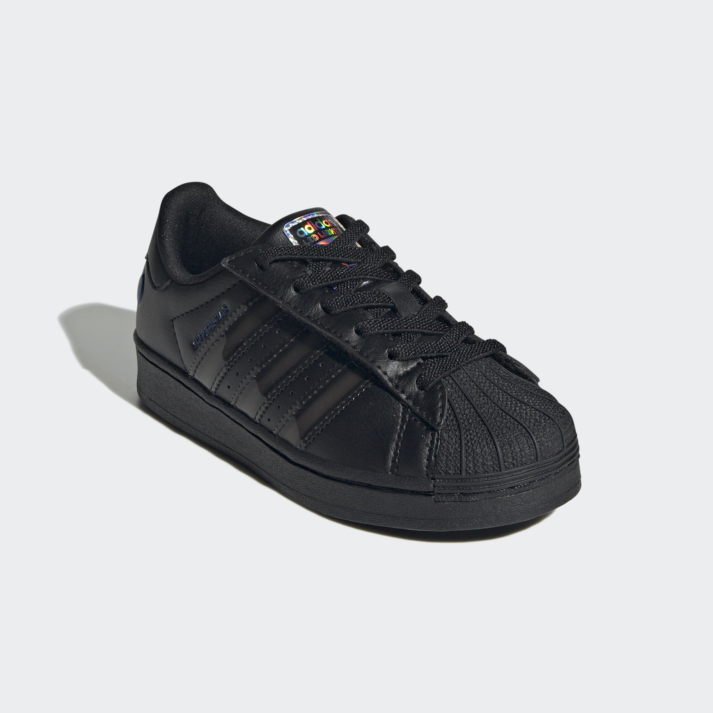 Little Kids adidas Originals Superstar LED Lights Comfort Closure Elastic Lace Shoes Black