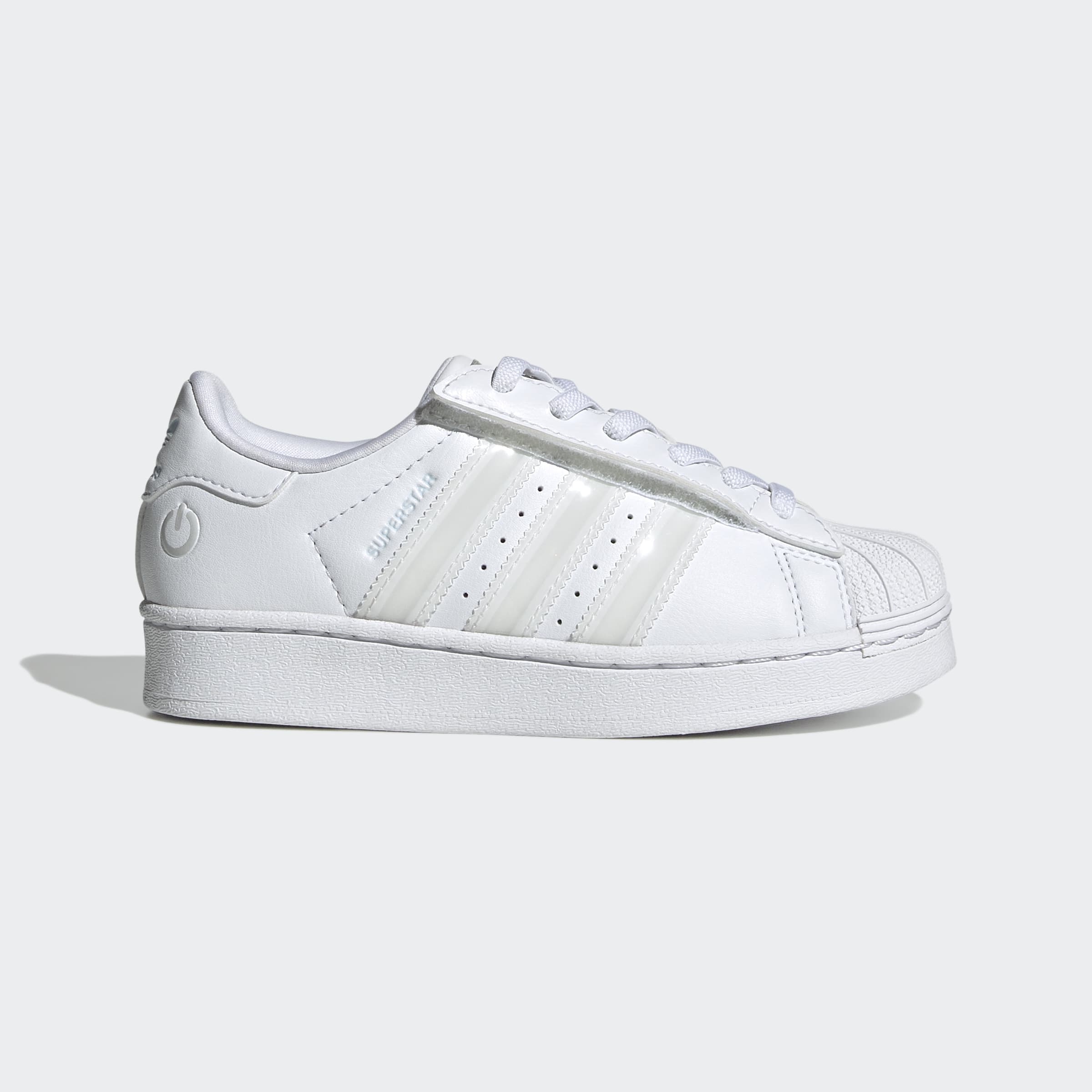 Little Kids adidas Originals Superstar LED Lights Comfort Closure Elastic Lace Shoes Cloud White