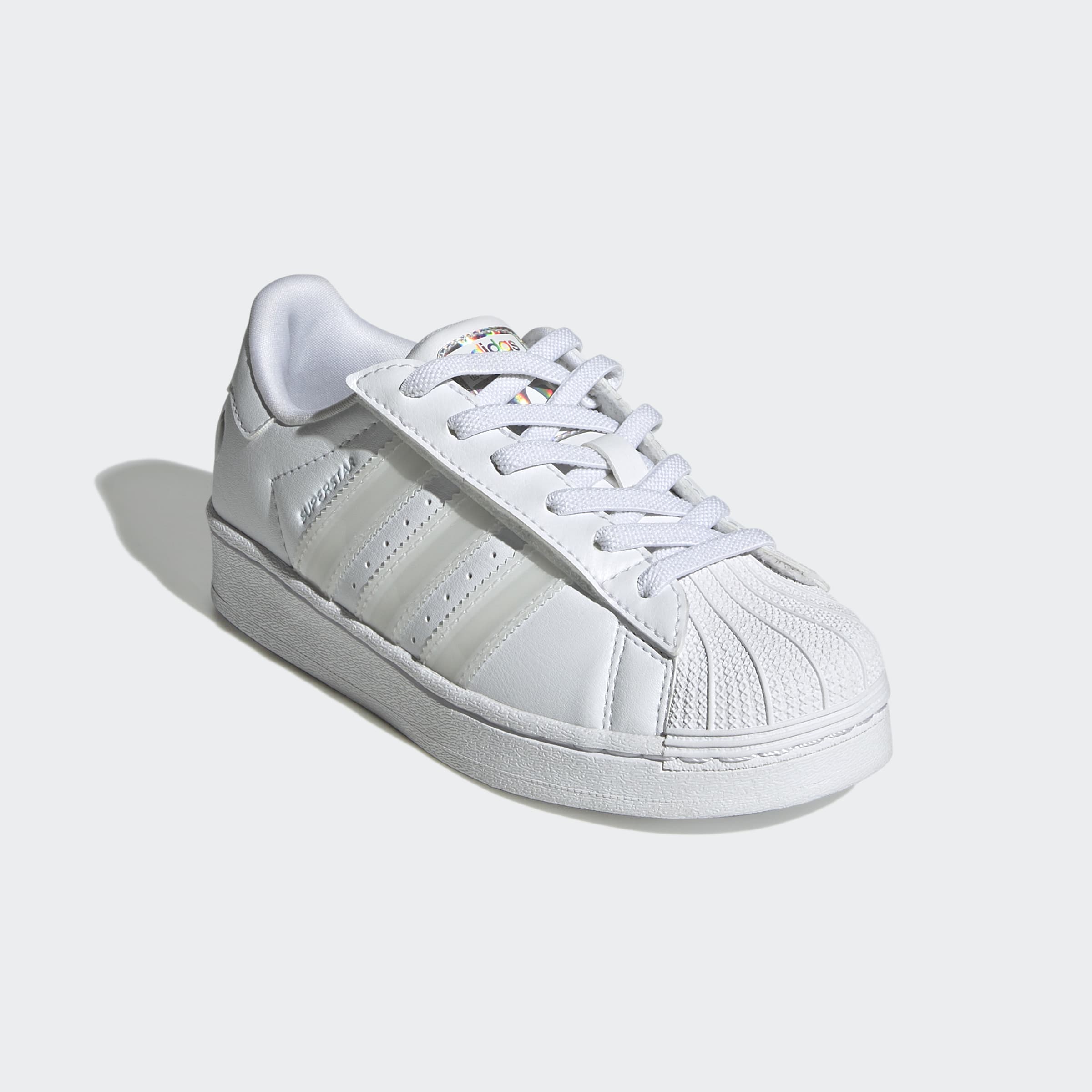 Little Kids adidas Originals Superstar LED Lights Comfort Closure Elastic Lace Shoes Cloud White