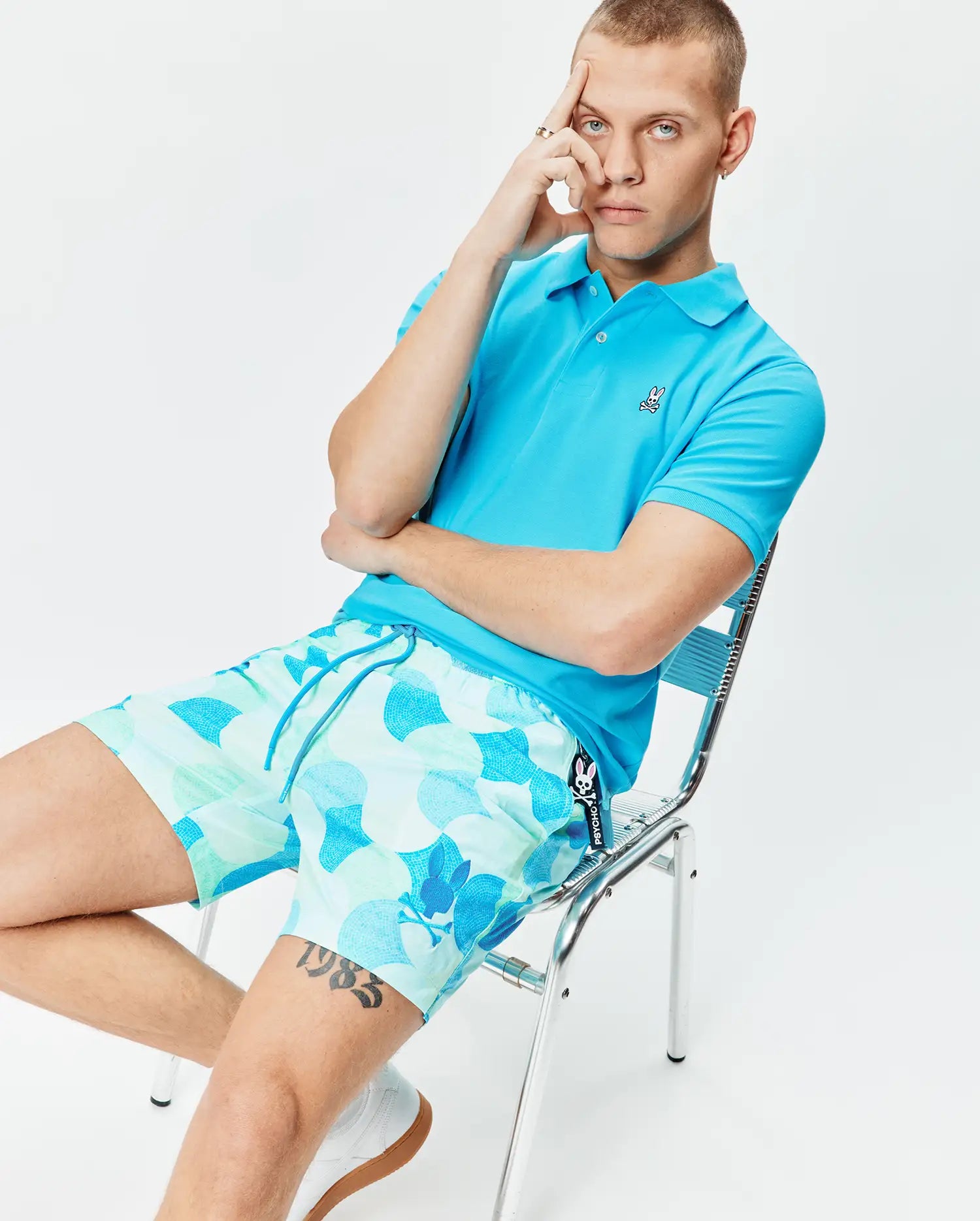 Men's Psycho Bunny Ethan Swim Trunk 6" Cabbage