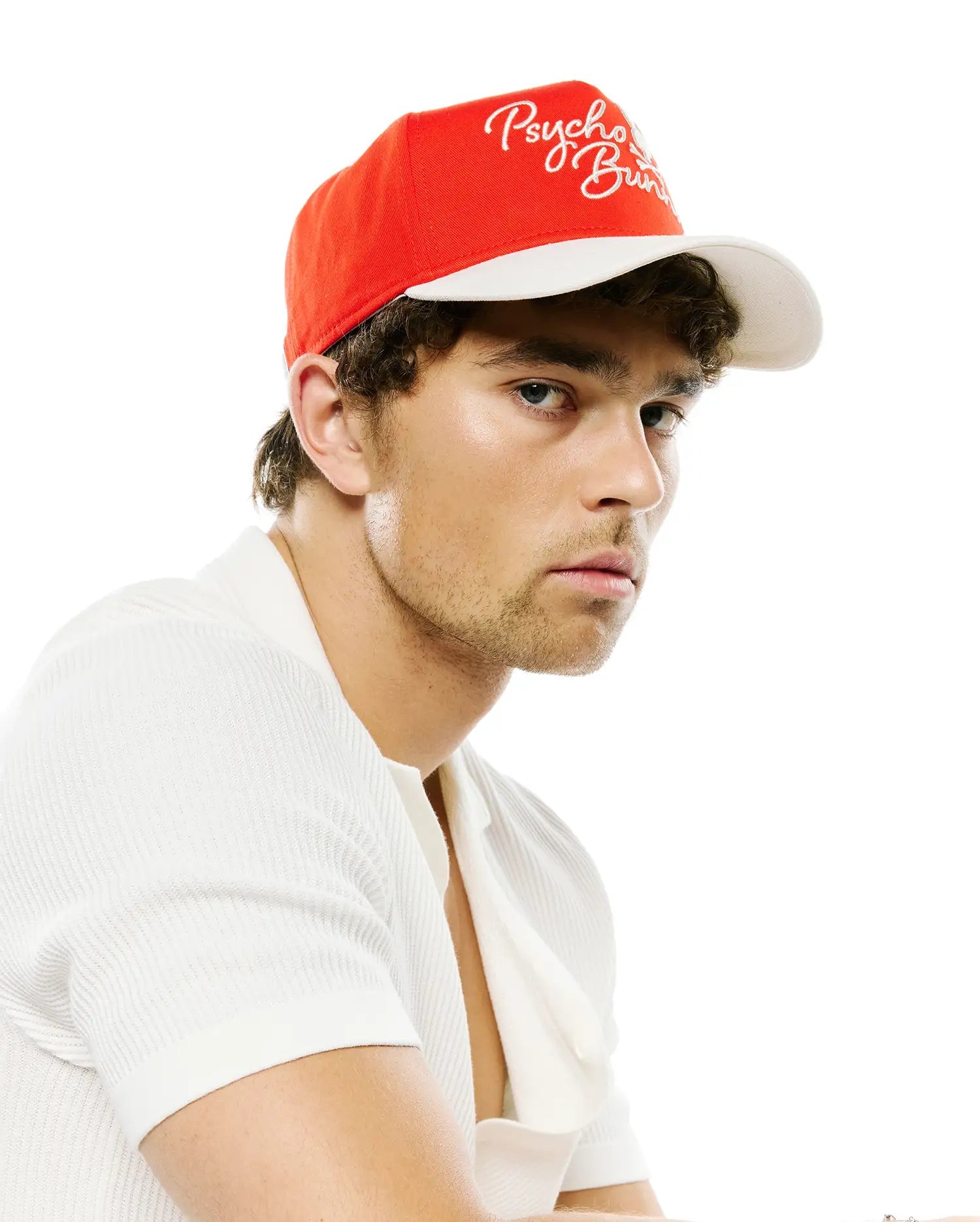Men's Psycho Bunny Sable A-Frame Trucker Cap Fiery Red
