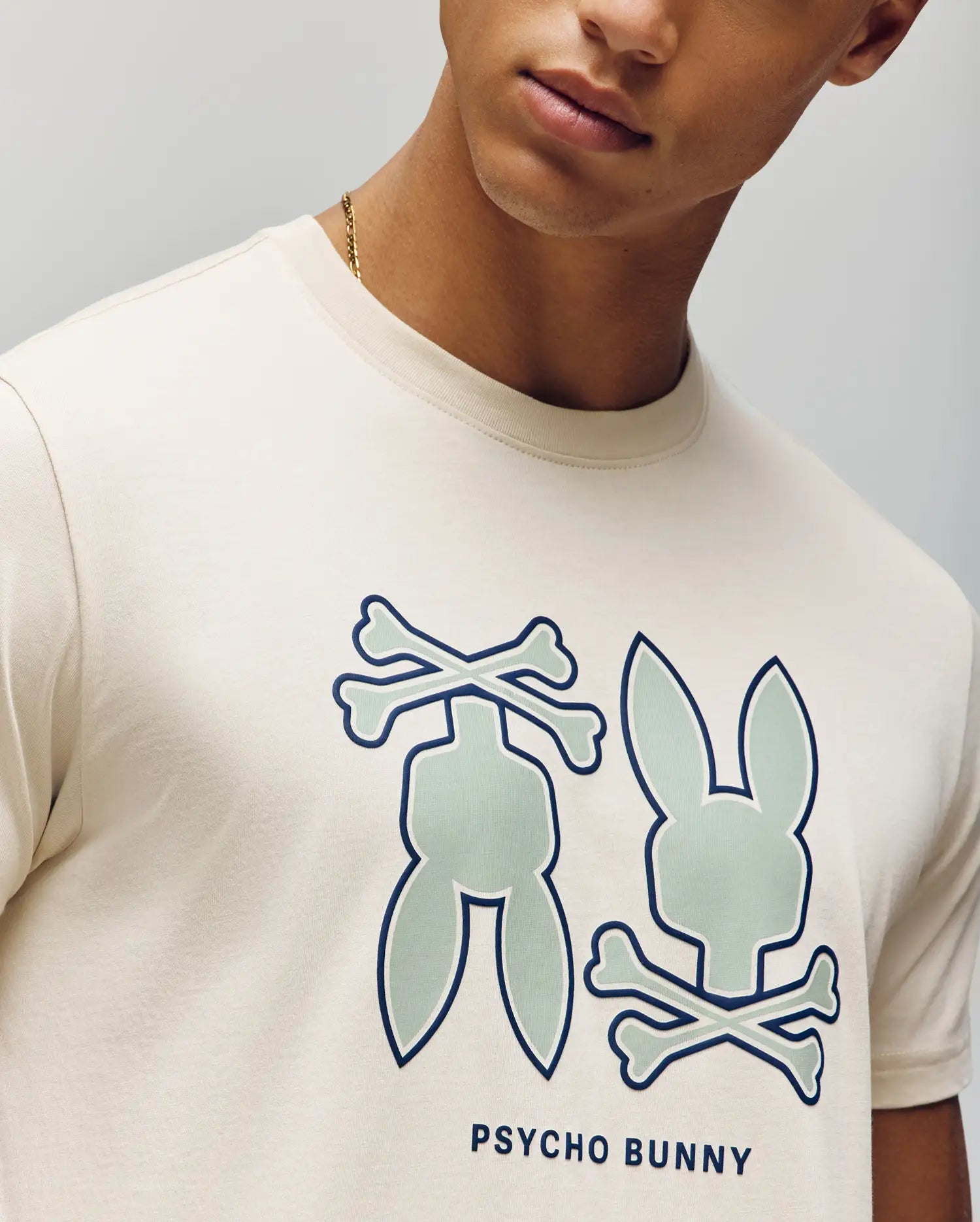 Men's Psycho Bunny Dawson Graphic Tee White Cap Gray