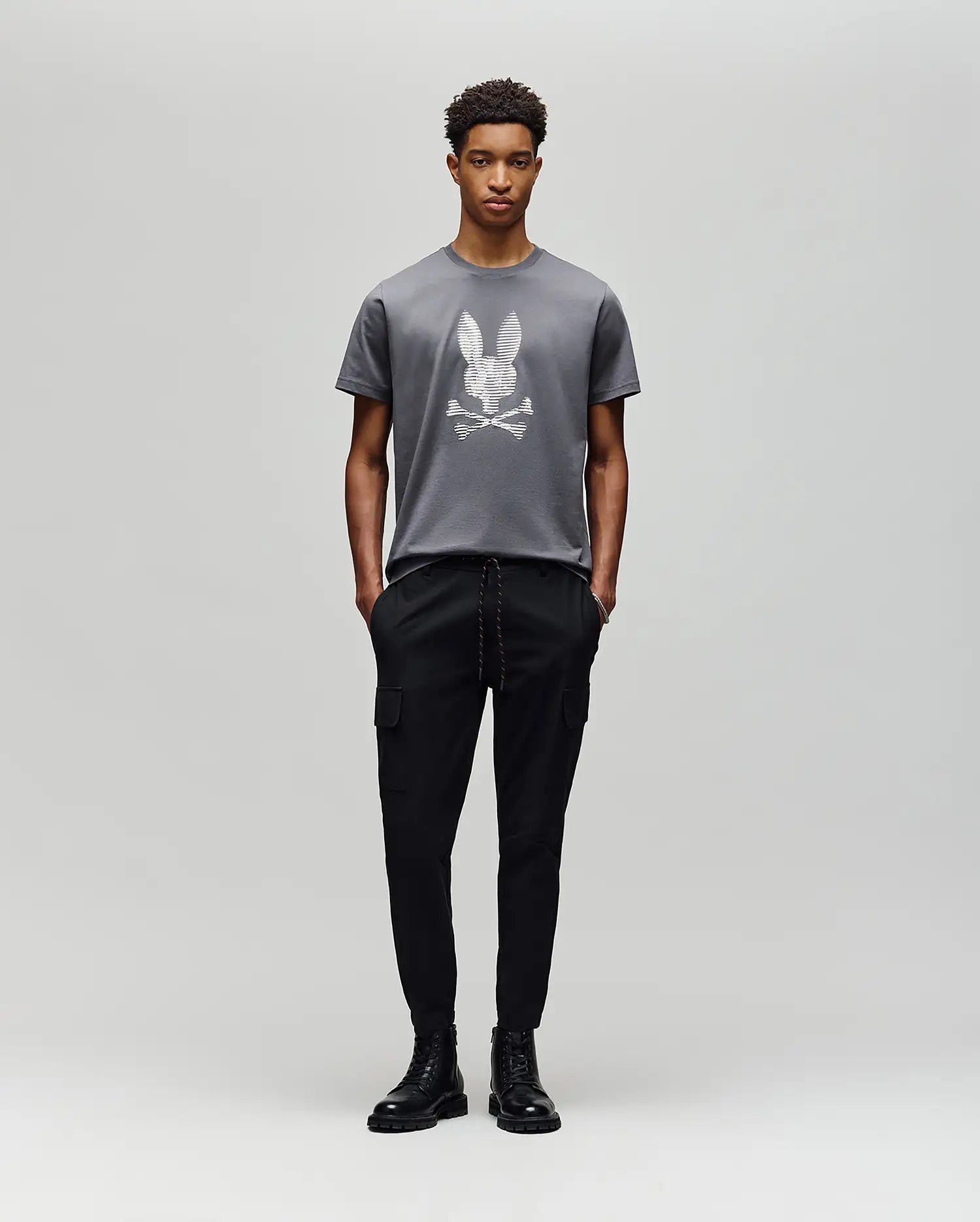 Men's Psycho Bunny Grant Bunny Graphic Tee Blackened Pearl