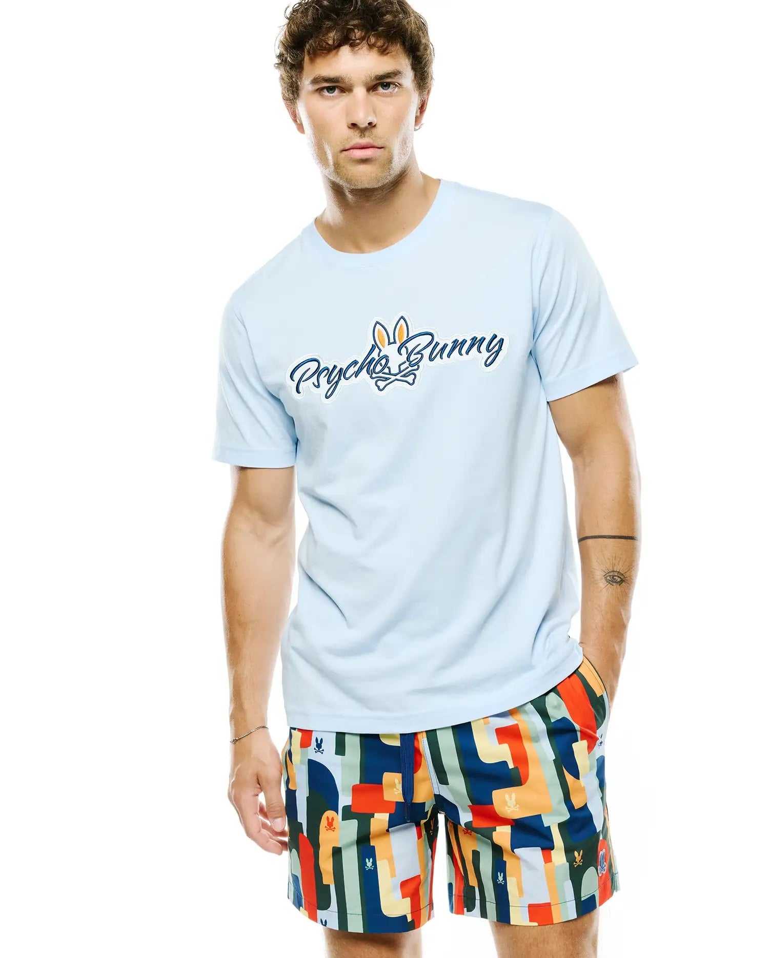 Men's Psycho Bunny Jaydon Pima Cotton Logo Tee Skyway