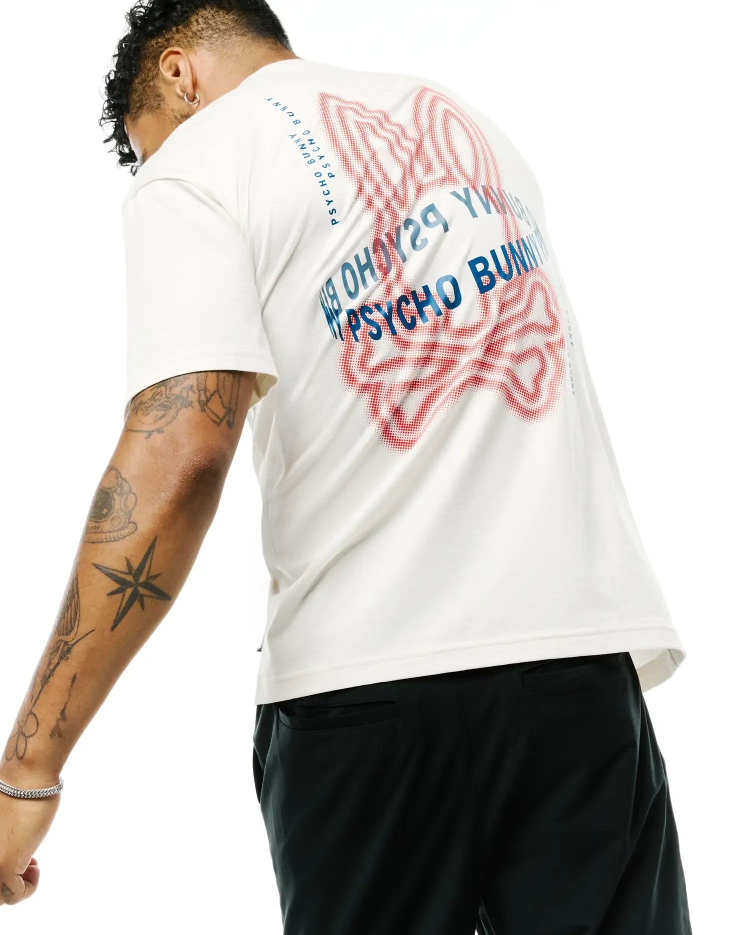 Men's Psycho Bunny Alex Pima Cotton Back Graphic Tee Ecru
