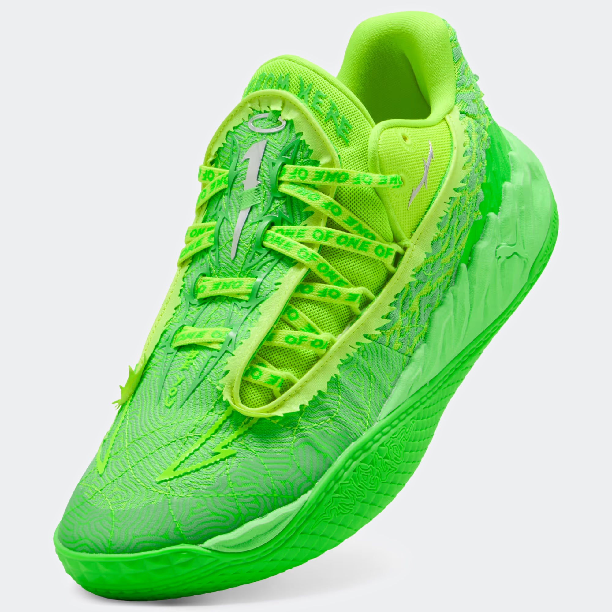 Men's PUMA MB.05 Lo Flourish Basketball Shoes Fluro Green Pes