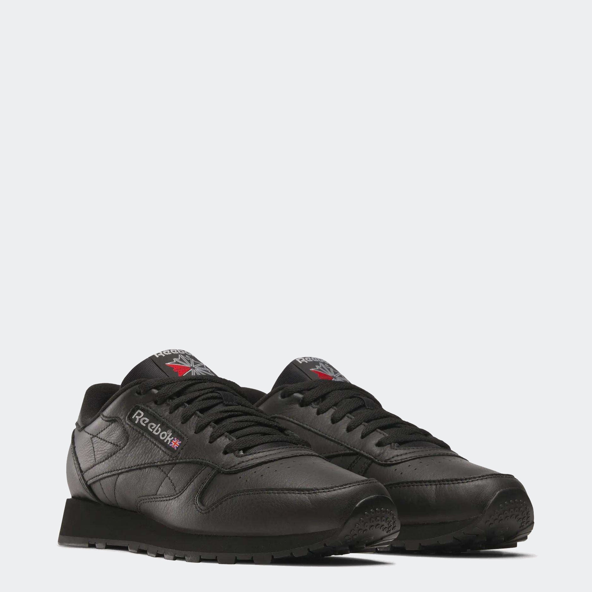 Men's Reebok Classic Leather Shoes Black / Pure Grey 5