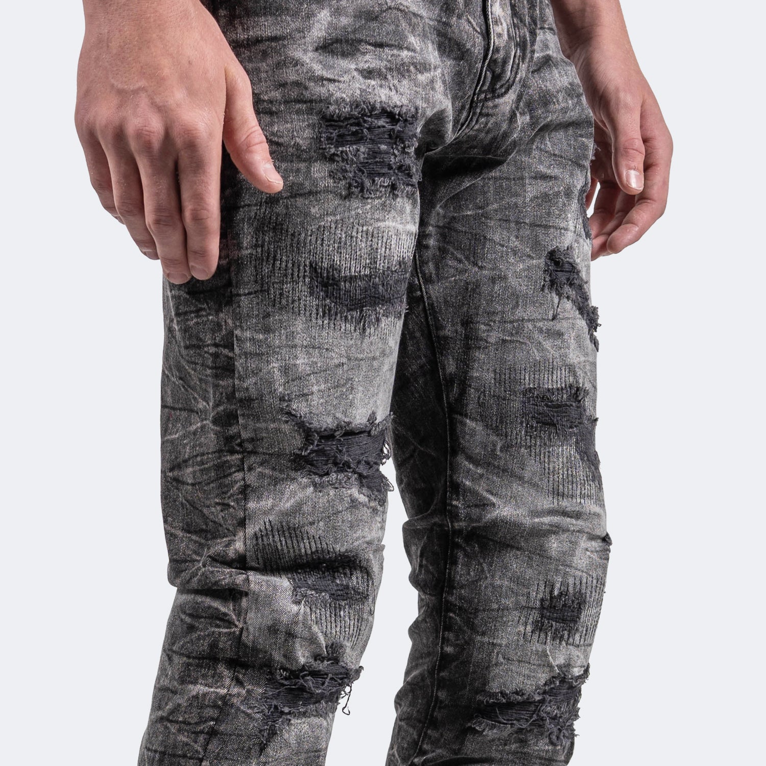 Men's TWO MILL TWENTY Aged Two-Tone Skinny Jeans Black Wash