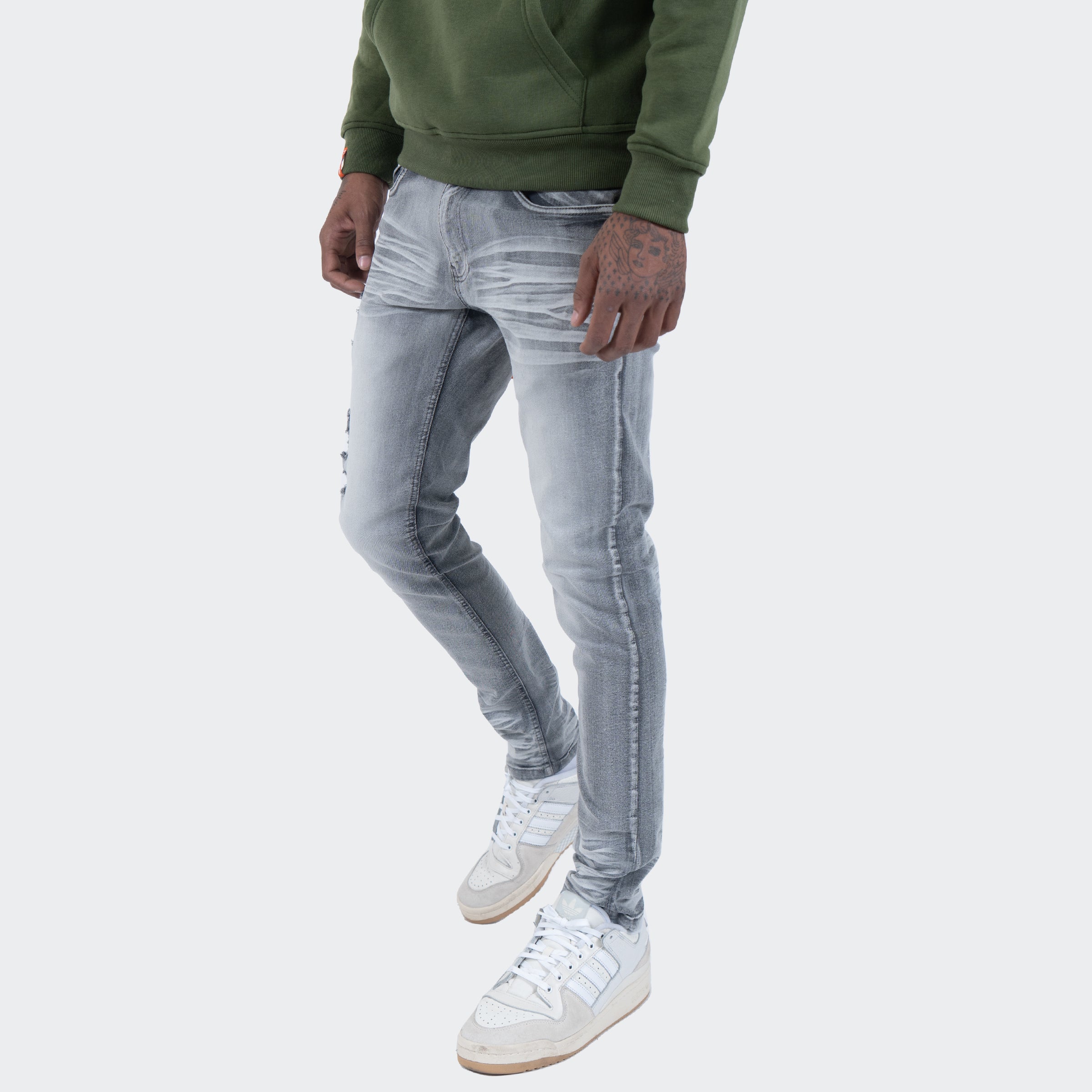 Men's TWO MILL TWENTY  Augusta Distressed Skinny Jeans Gray Wash