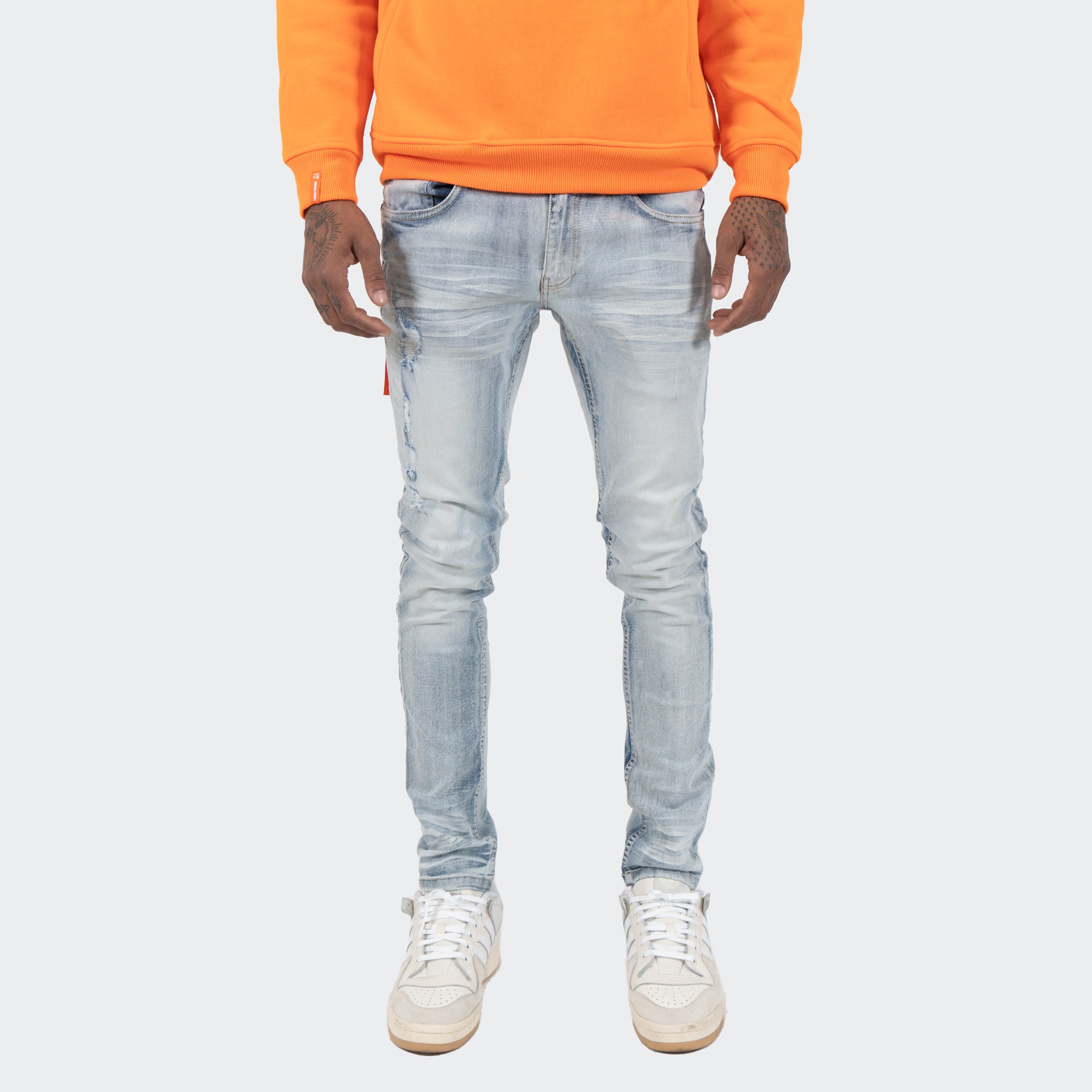 Men's TWO MILL TWENTY Augusta Distressed Skinny Jeans Light Blue Wash