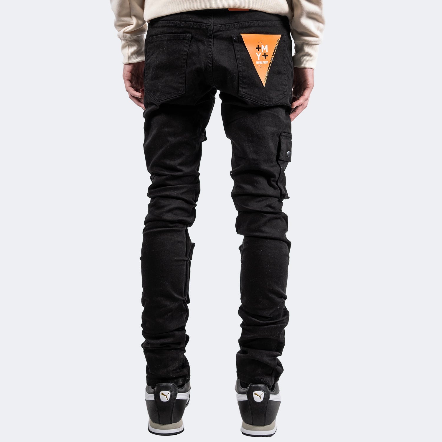 Men's TWO MILL TWENTY Cargo Skinny Stacked Jeans Jet Black