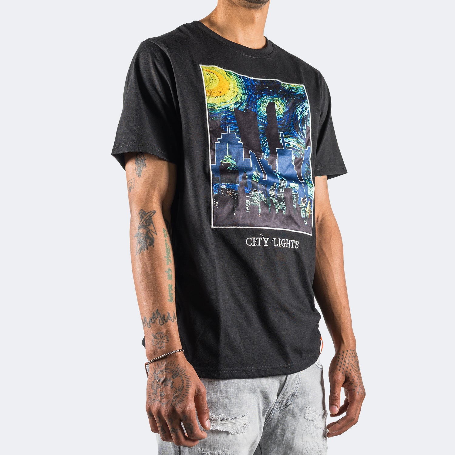 Men's TWO MILL TWENTY Starry City Lights Graphic Tee Black