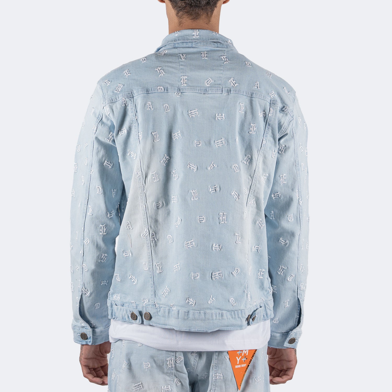 Men's TWO MILL TWENTY Monogram Denim Jean Jacket Light Blue