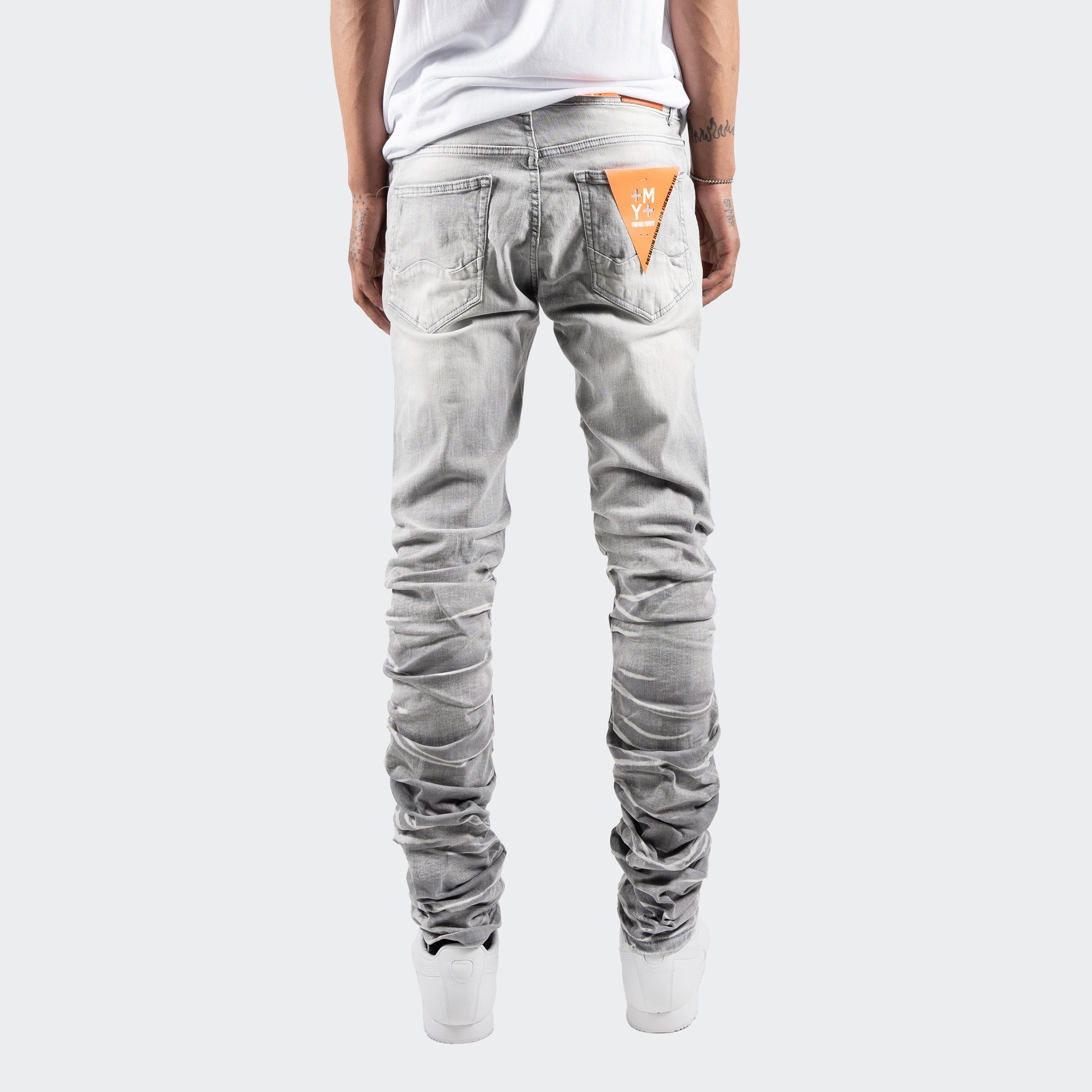 Men's TWO MILL TWENTY Monroe Skinny Fit Distressed Ruched Denim Jeans Grey