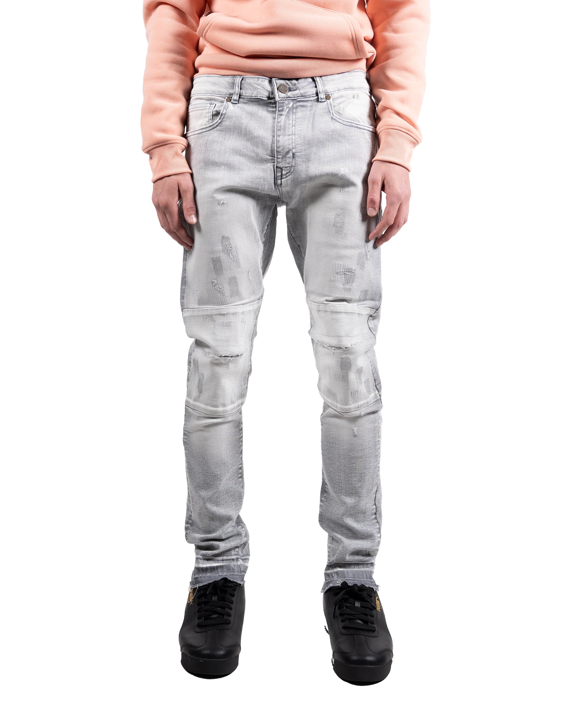 Men's TWO MILL TWENTY Silver Paint Skinny Jeans Grey