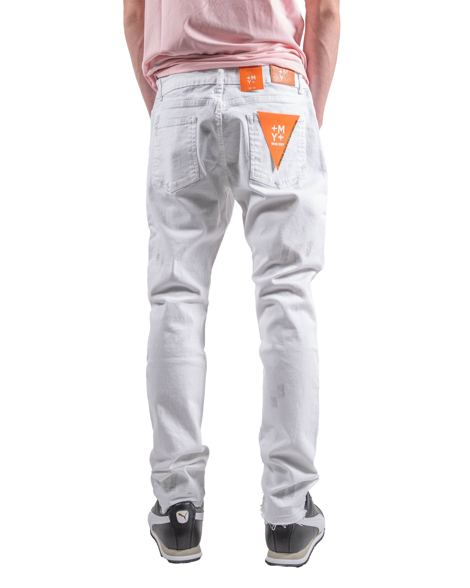 Men's TWO MILL TWENTY Silver Paint Skinny Jeans White