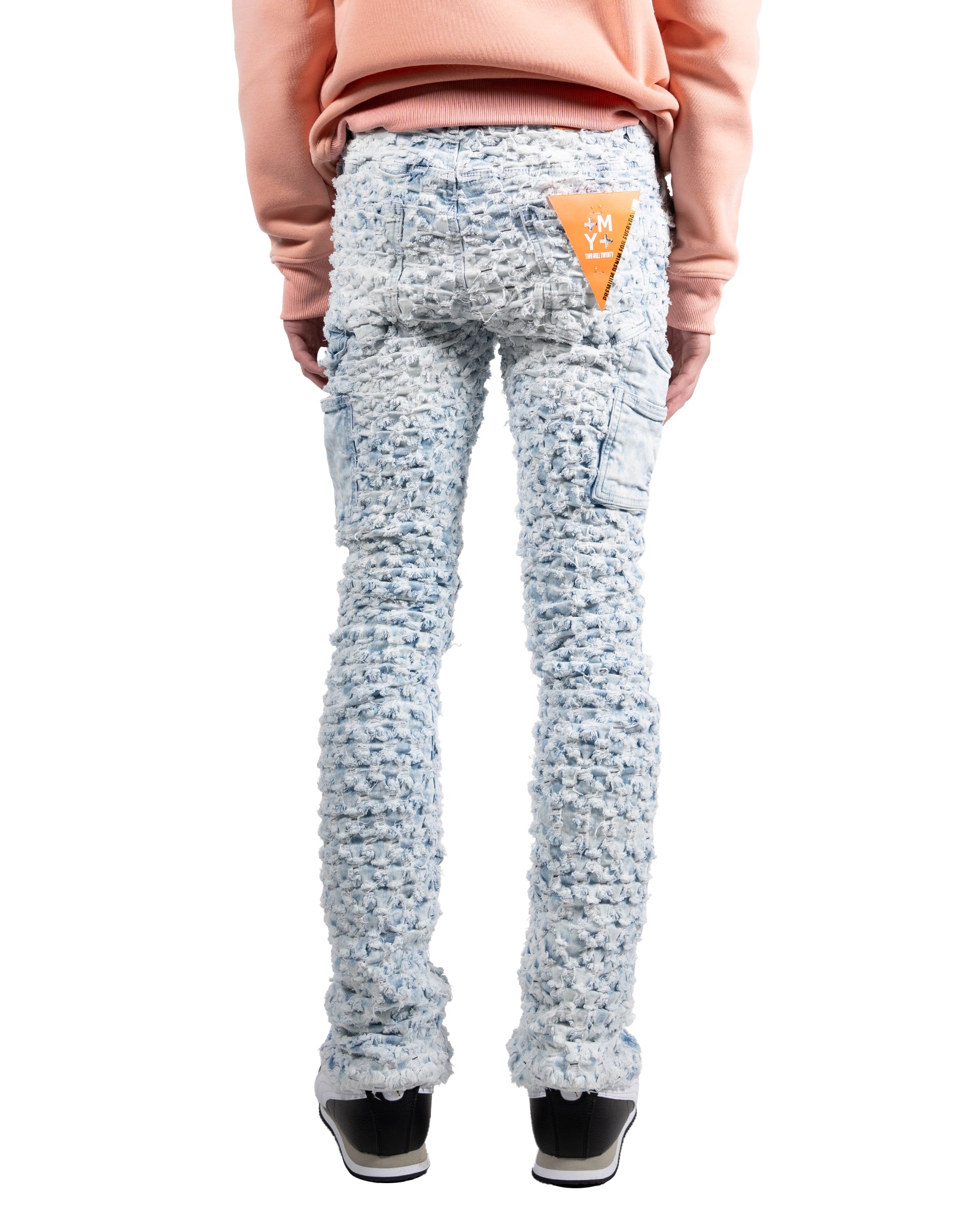 Men's TWO MILL TWENTY Frayed Texture Slim Boot Jeans