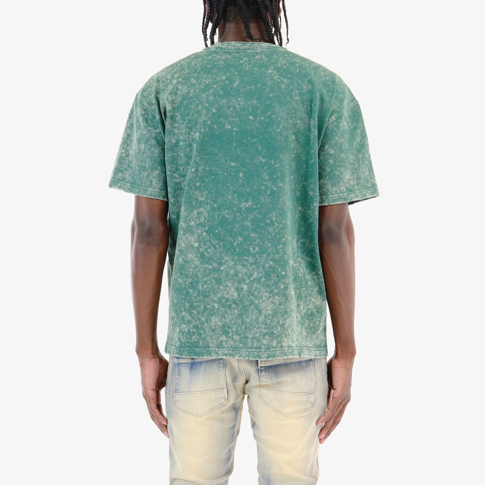 Men's Copper Rivet Acid Wash Cupid T-Shirt Green