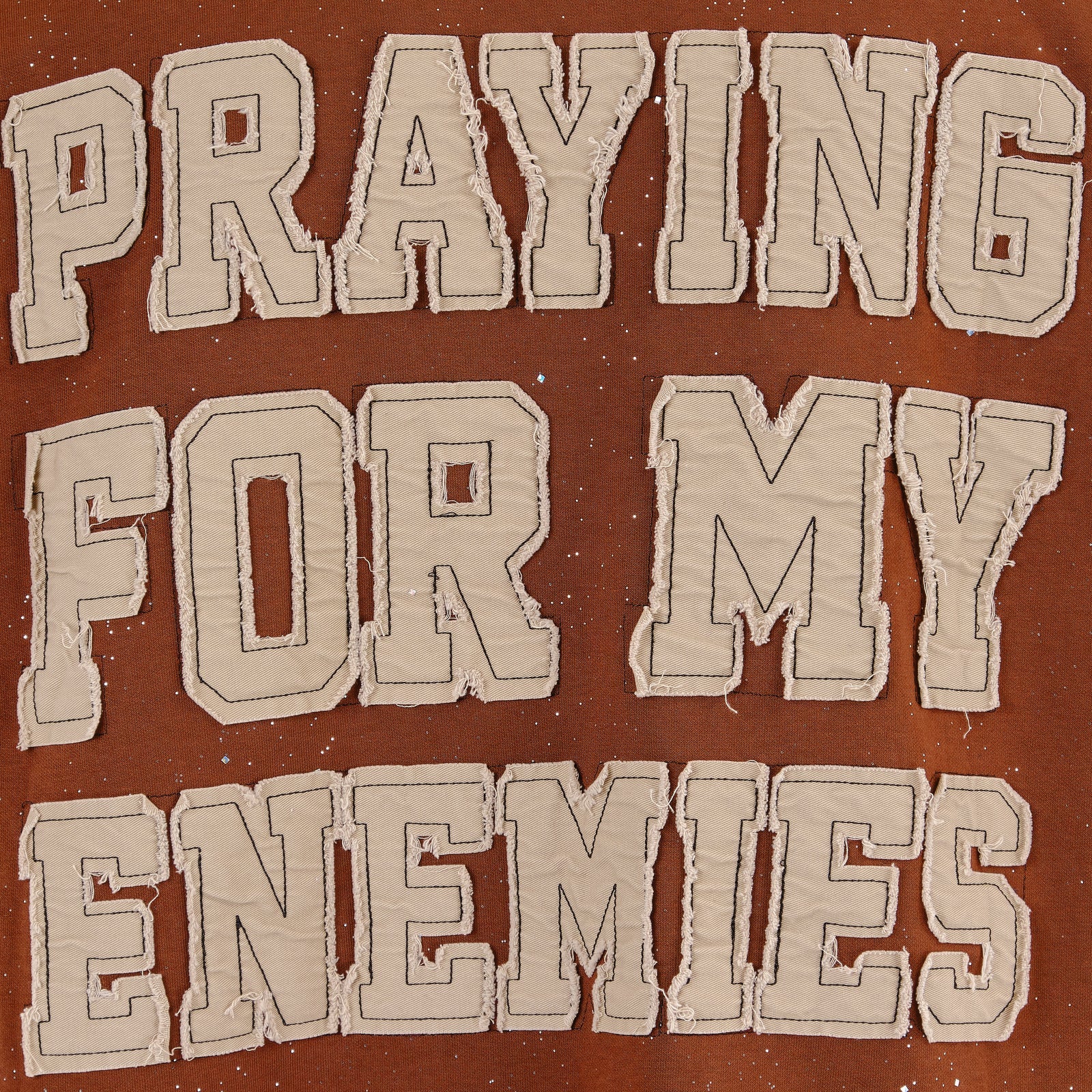 Men's Copper Rivet Praying For My Enemies T-Shirt Brown
