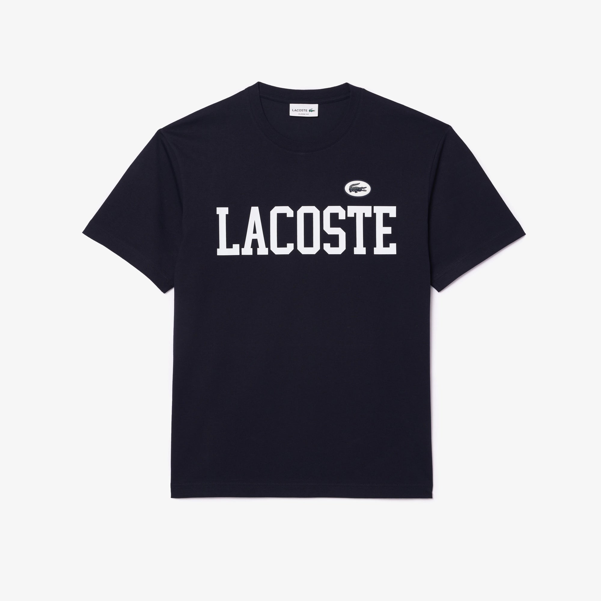 Men's Lacoste Cotton Contrast Print & Badge T-Shirt Abysm Blue