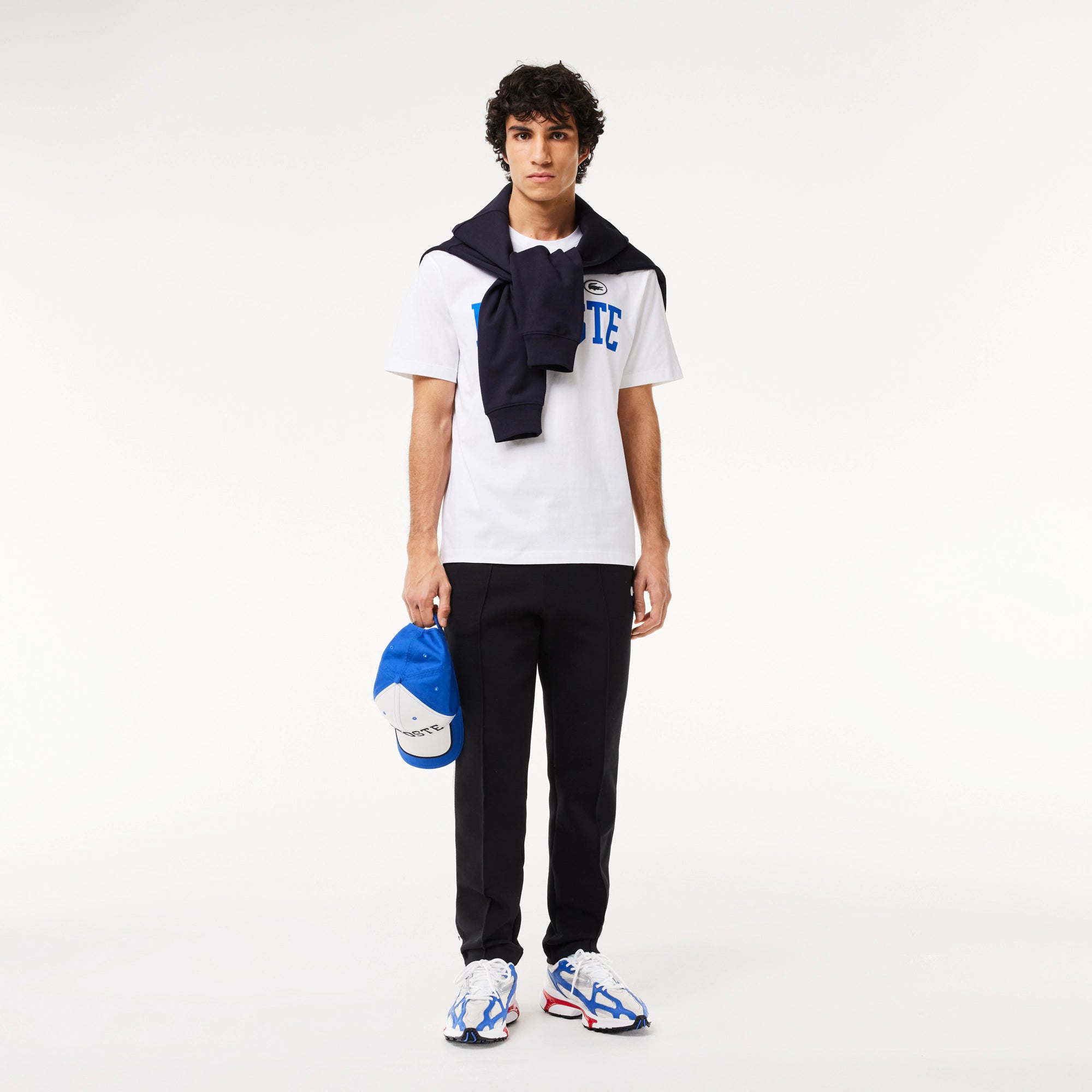 Men's Lacoste Cotton Contrast Print & Badge T-Shirt White