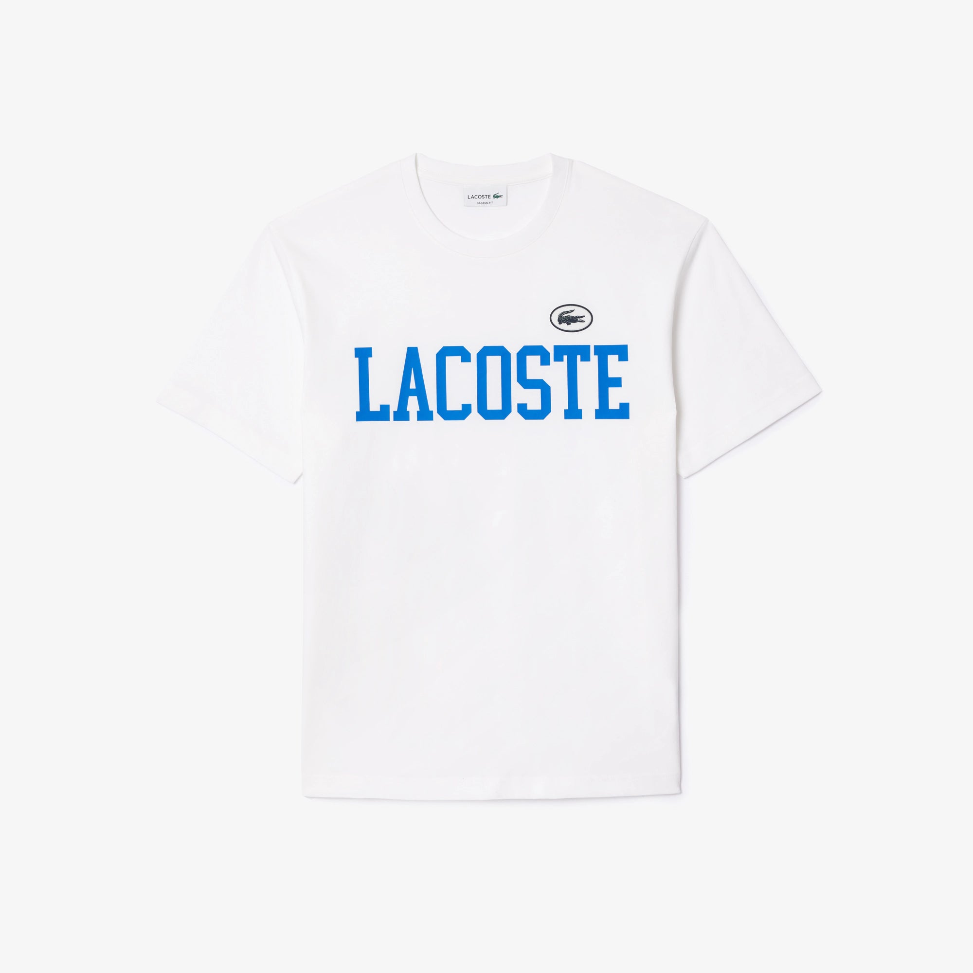 Men's Lacoste Cotton Contrast Print & Badge T-Shirt White