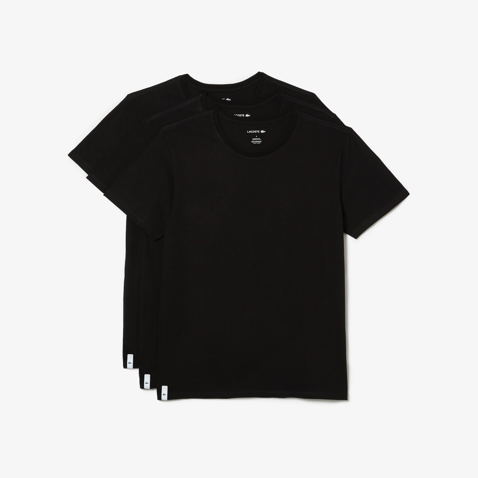 Men's Lacoste Crew Neck Cotton T-Shirt Black 3-Pack