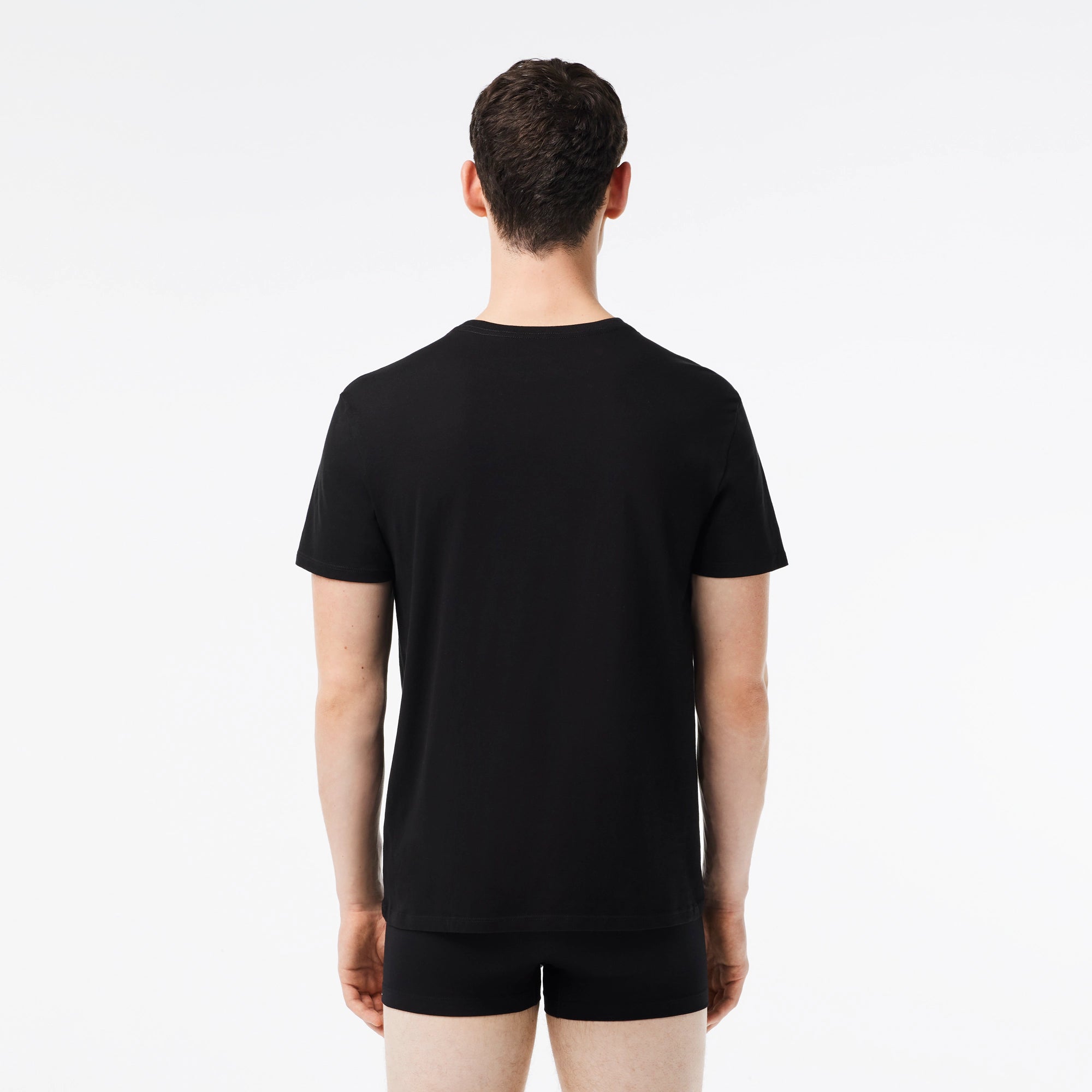 Men's Lacoste Crew Neck Cotton T-Shirt Black 3-Pack