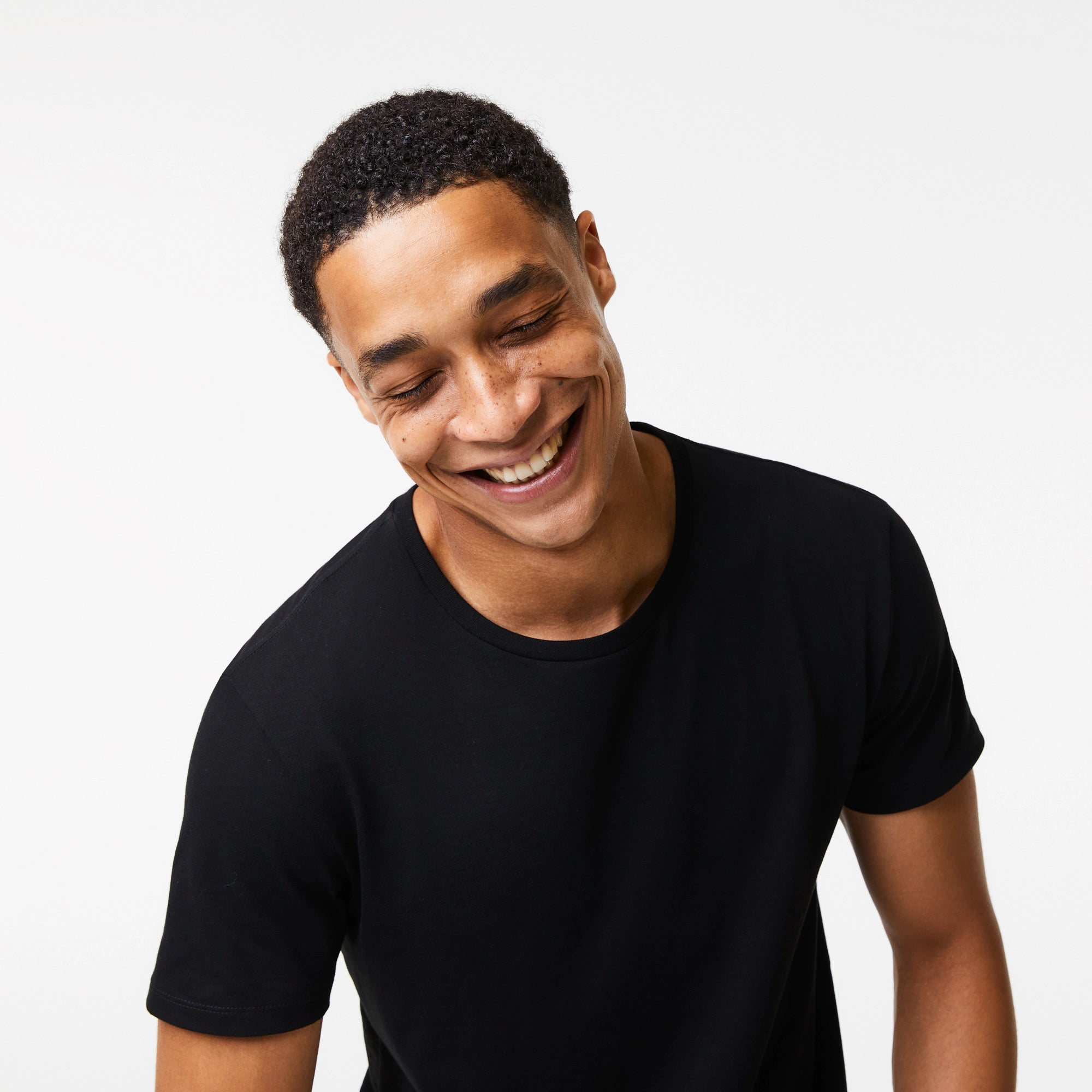 Men's Lacoste Crew Neck Cotton T-Shirt Black 3-Pack