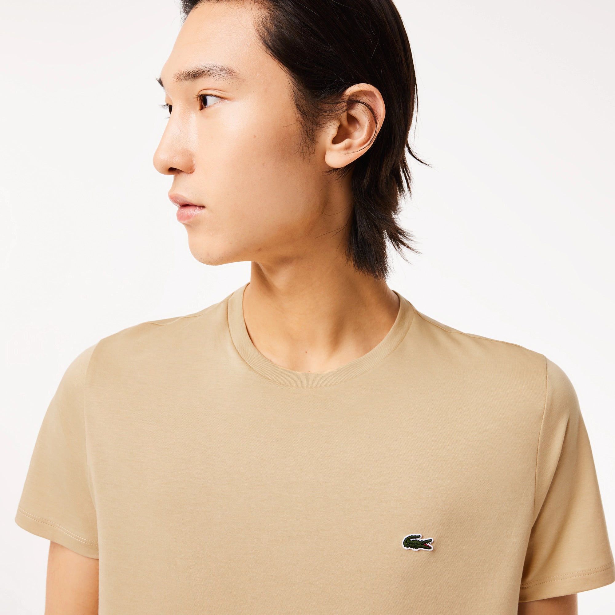 Men's Lacoste Crew Neck Pima Cotton Jersey T-Shirt Beige