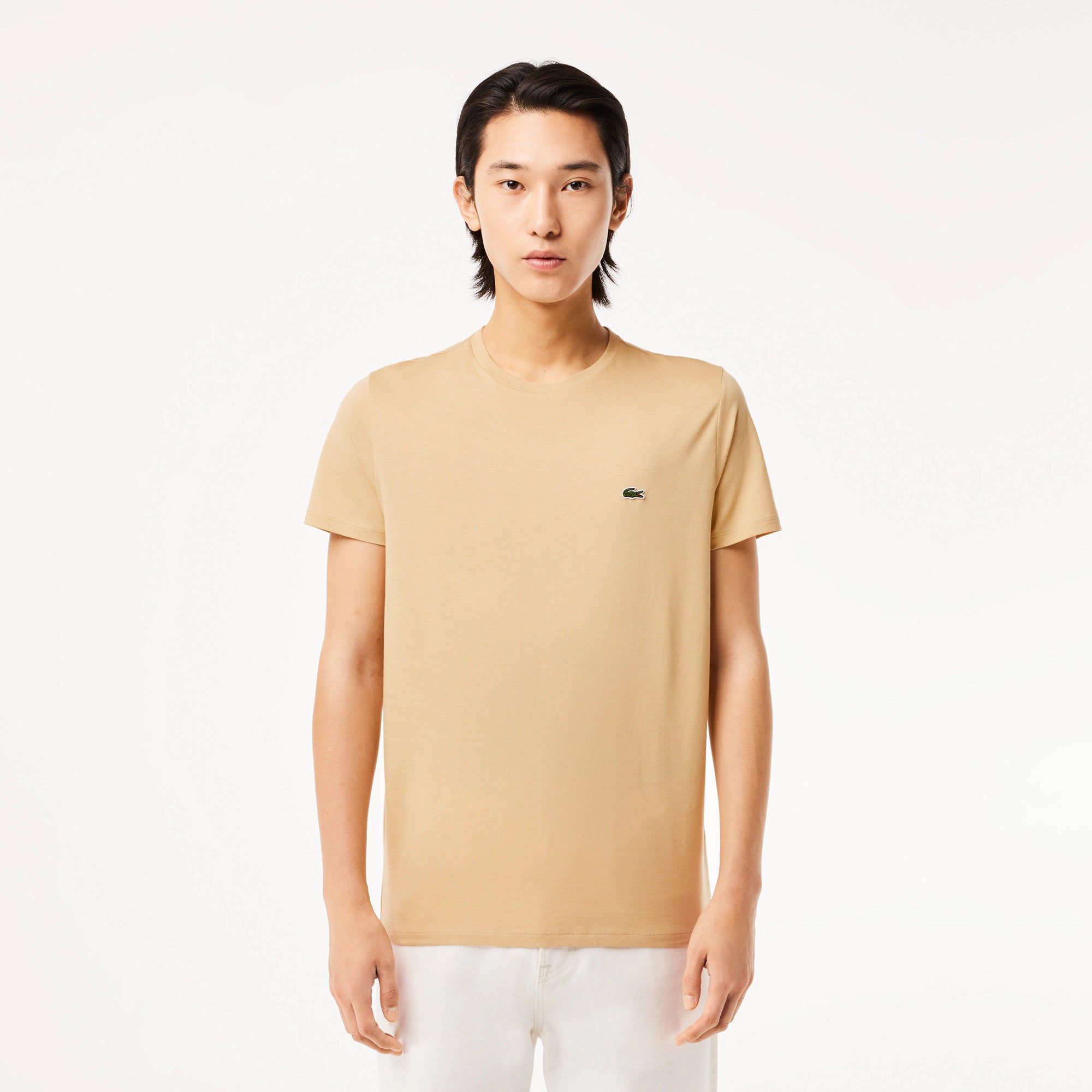 Men's Lacoste Crew Neck Pima Cotton Jersey T-Shirt Beige