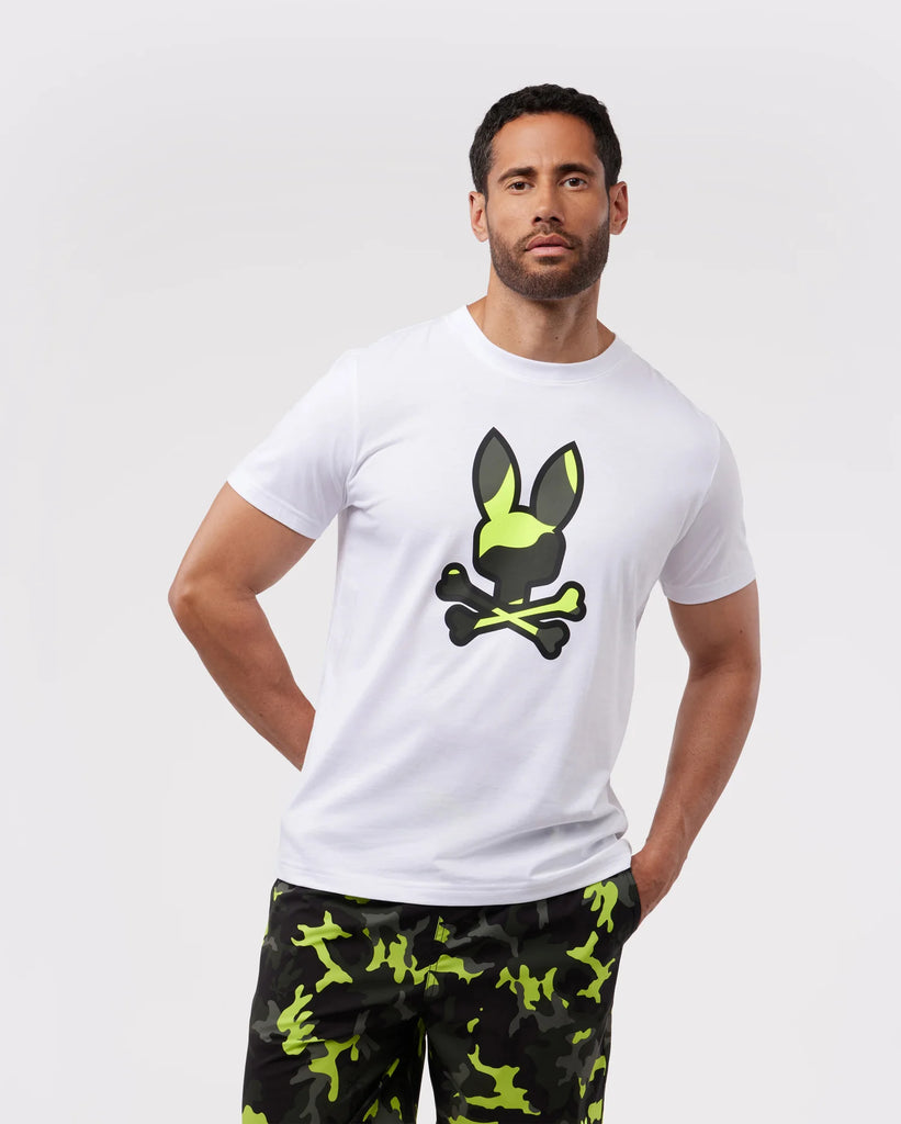 Men's Psycho Bunny Plano Camo Print Graphic Tee White