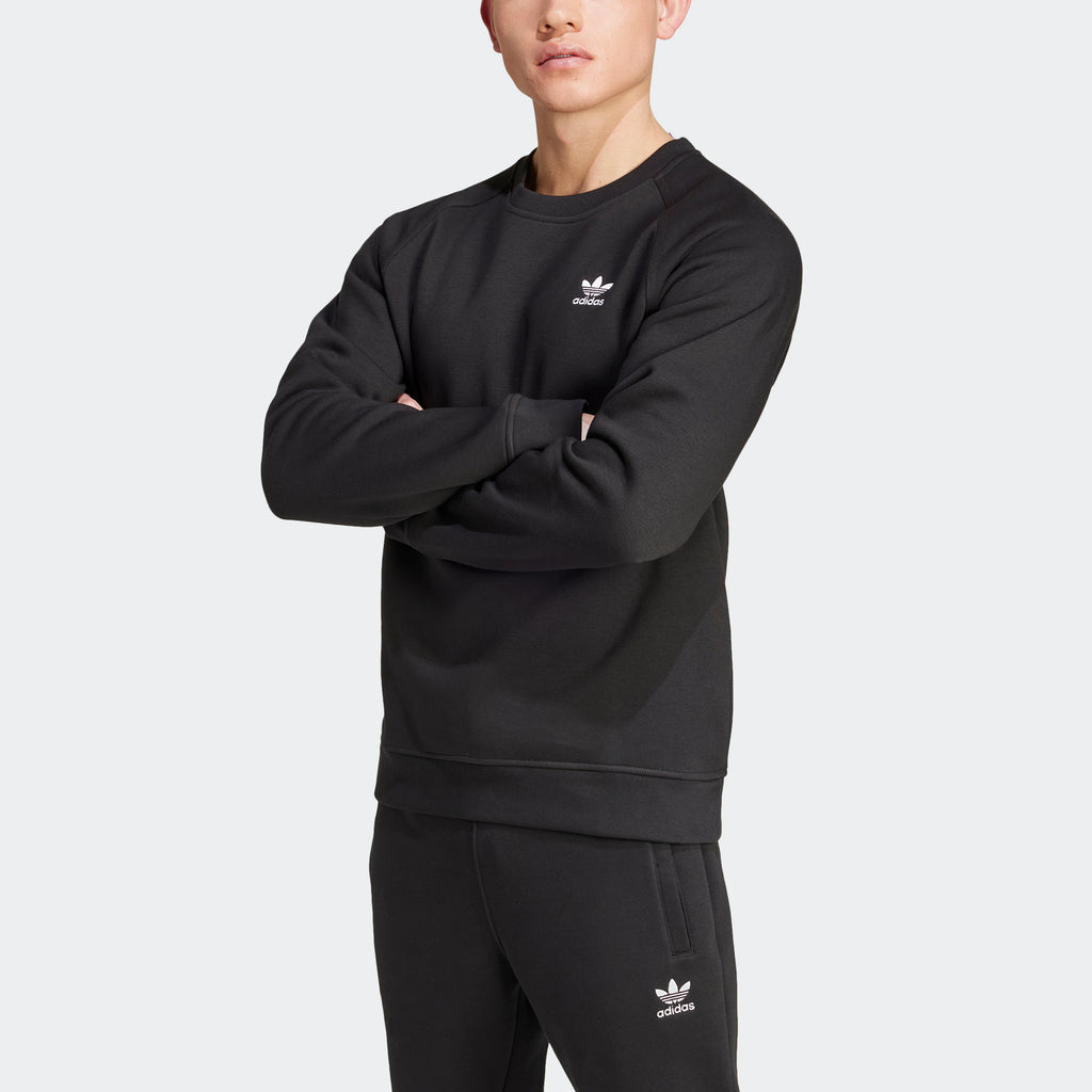 Men's adidas Originals Trefoil Essentials Crew Sweatshirt Black