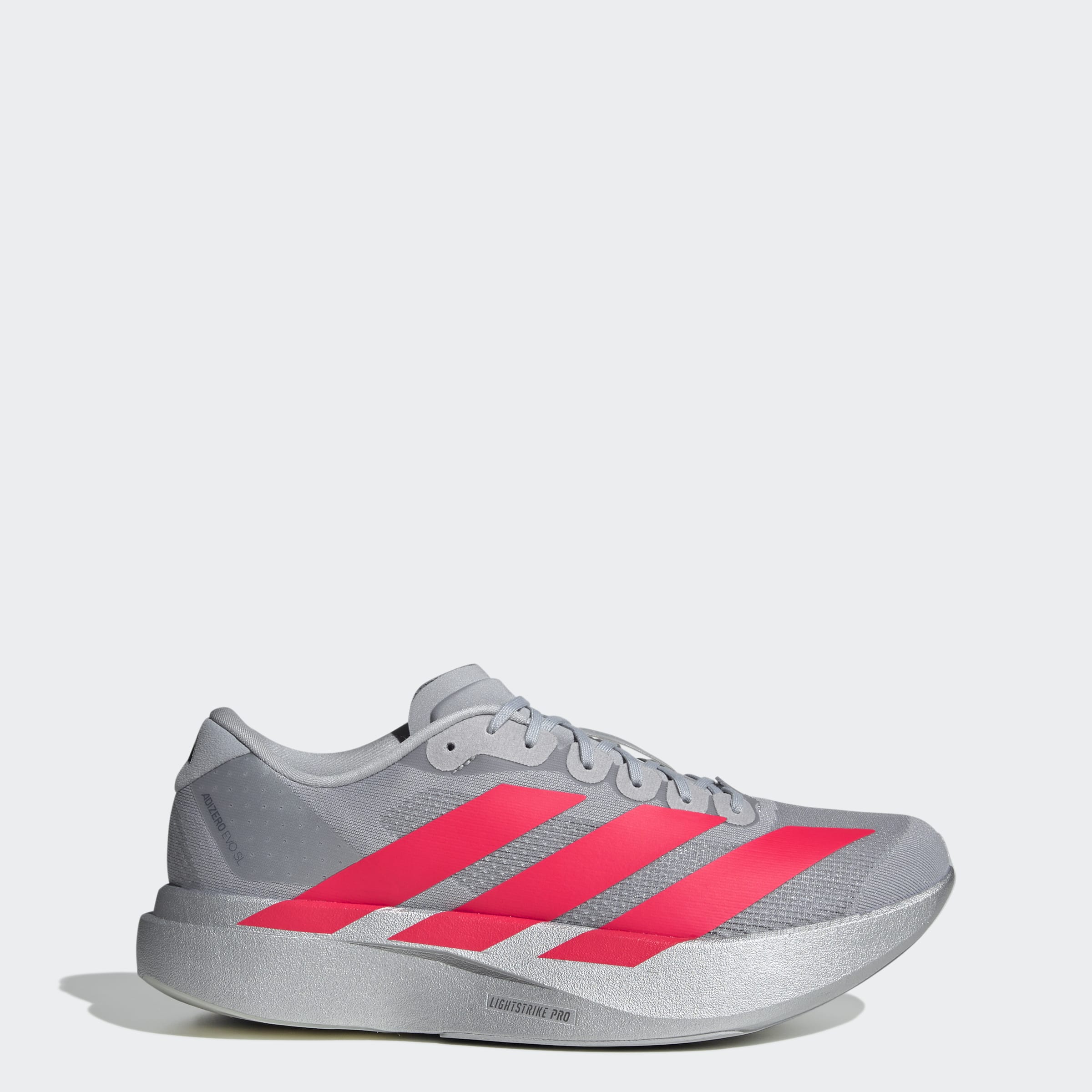 Men's adidas Running Adizero Evo SL Shoes Silver Metallic / Lucid Red