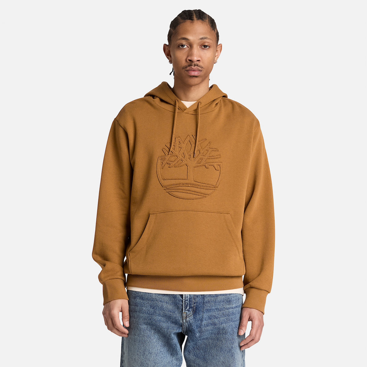 Men's Timberland Wareham Tree Logo Patch Hoodie Dark Wheat