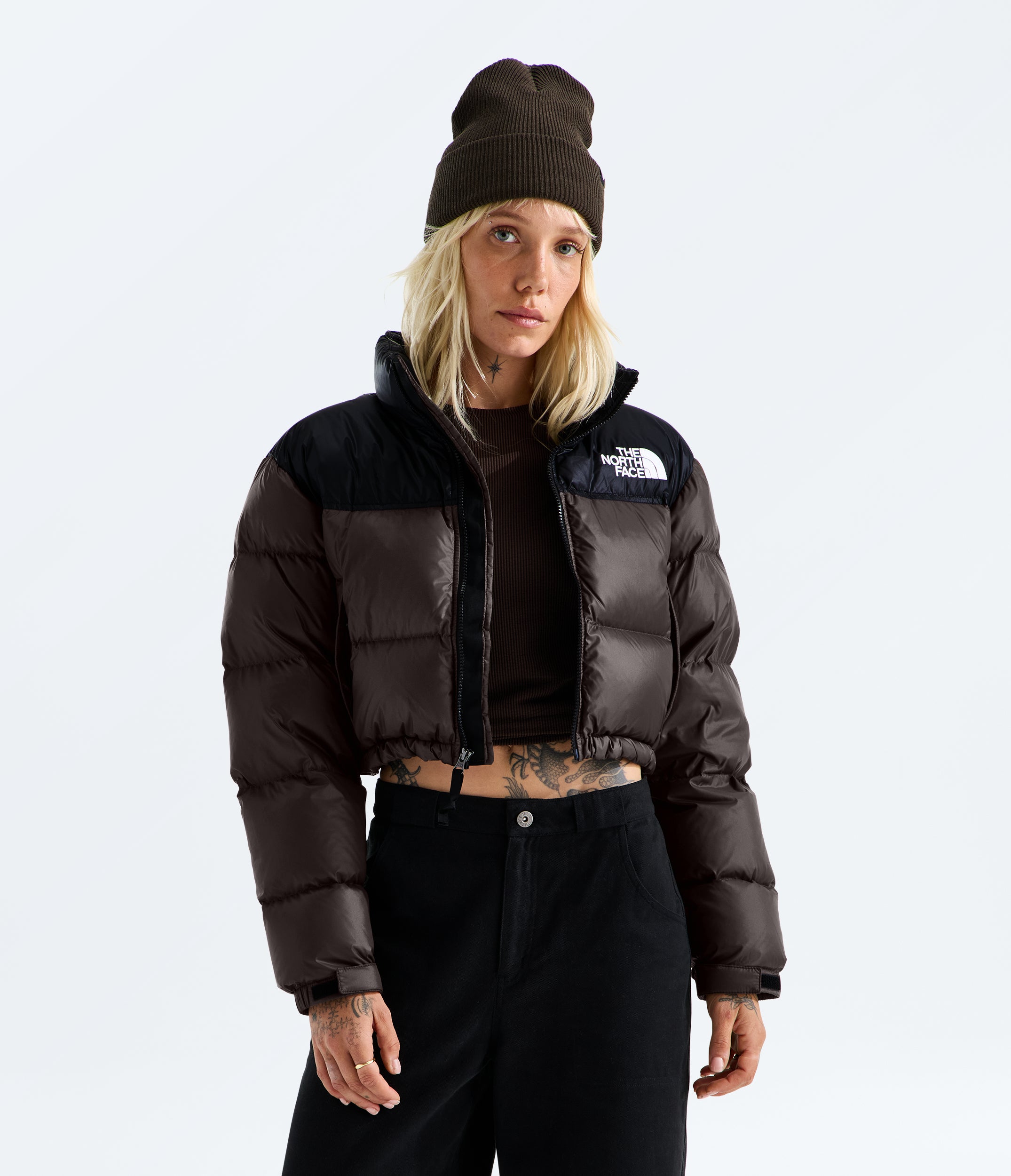 Women's The North Face Nuptse Short Jacket Dark Chestnut/Black