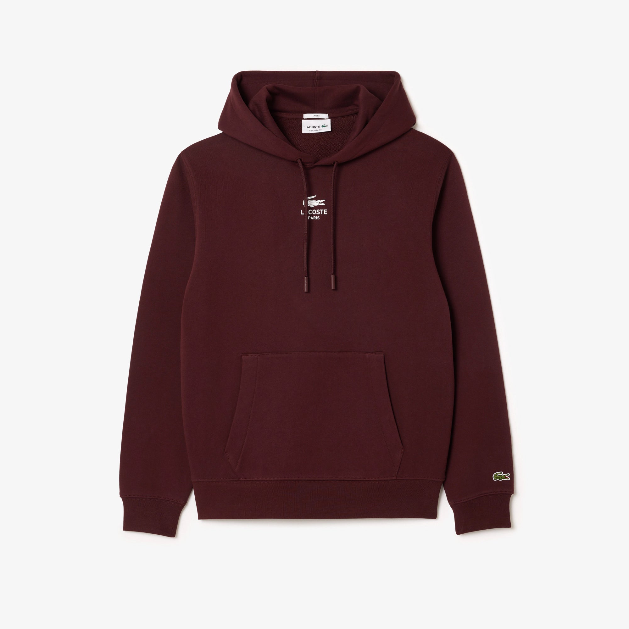 Unisex Lacoste Print Hoodie Bordeaux Dark