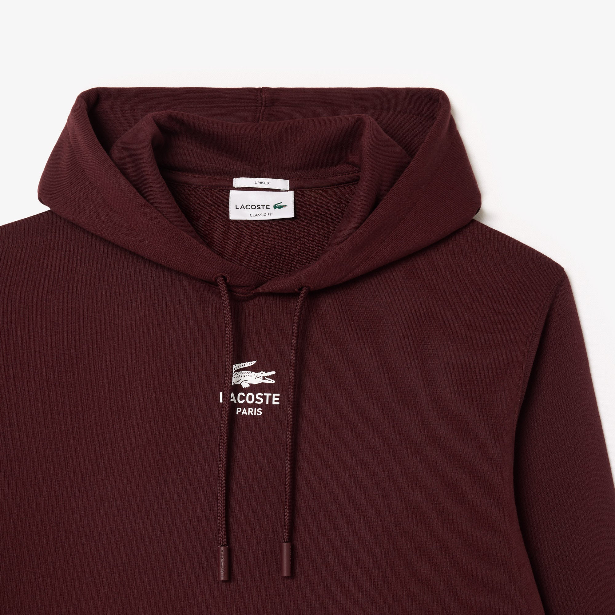 Unisex Lacoste Print Hoodie Bordeaux Dark