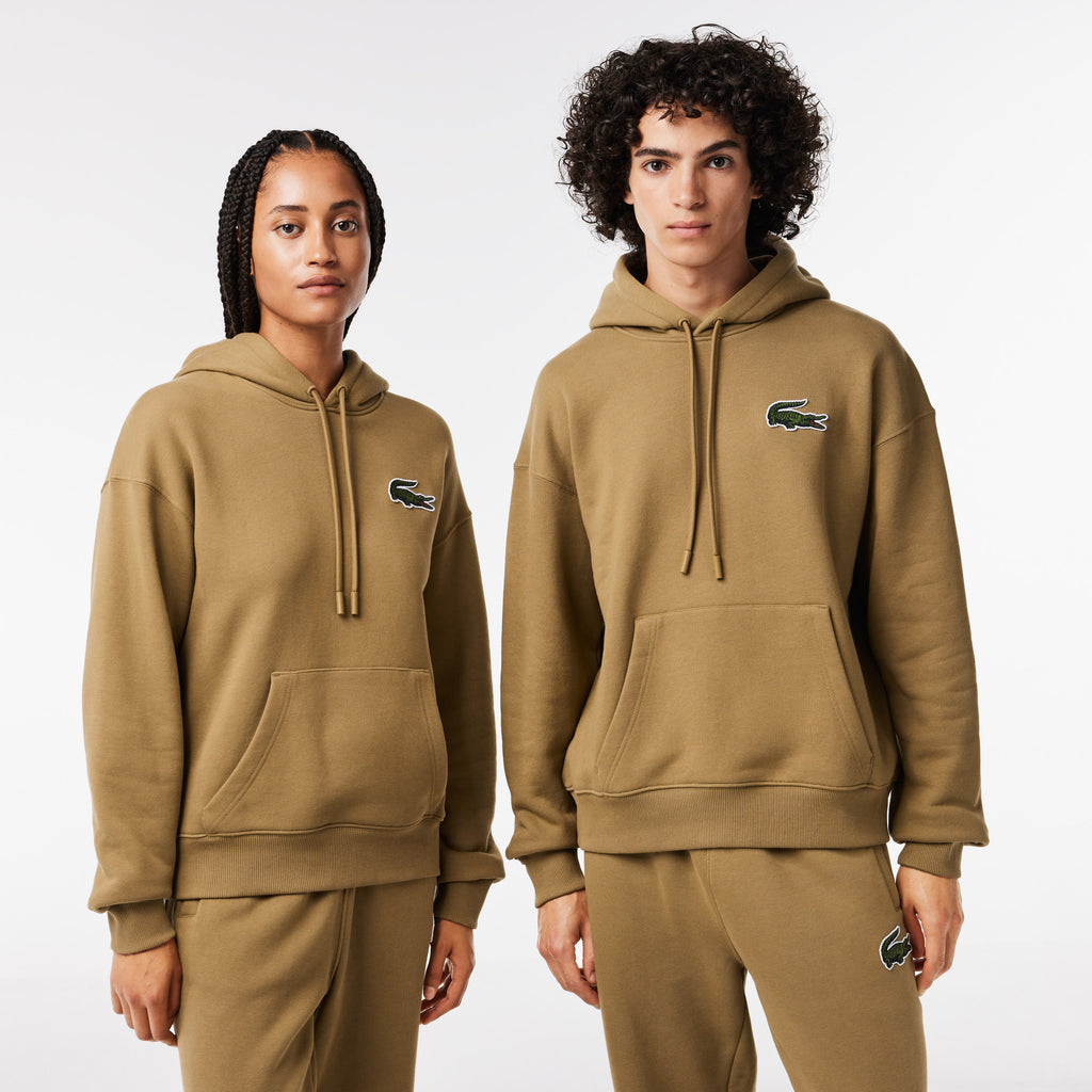 Unisex Lacoste Loose Fit Hoodie Brown