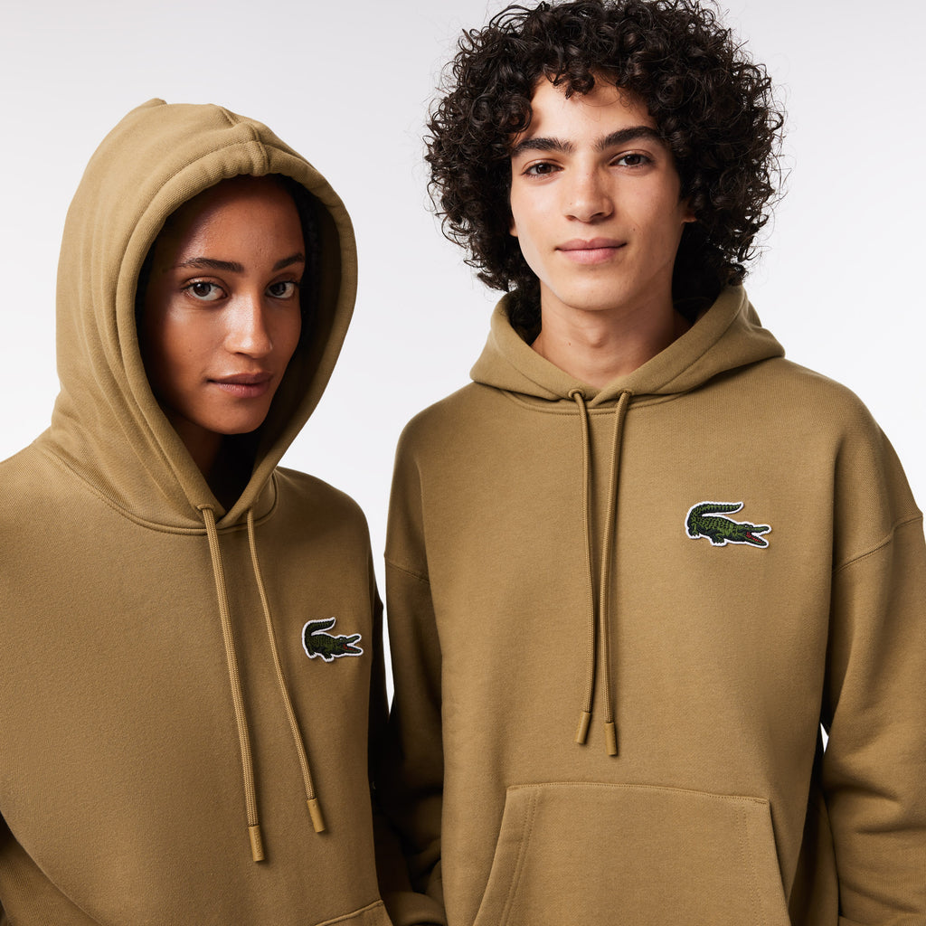 Unisex Lacoste Loose Fit Hoodie Brown